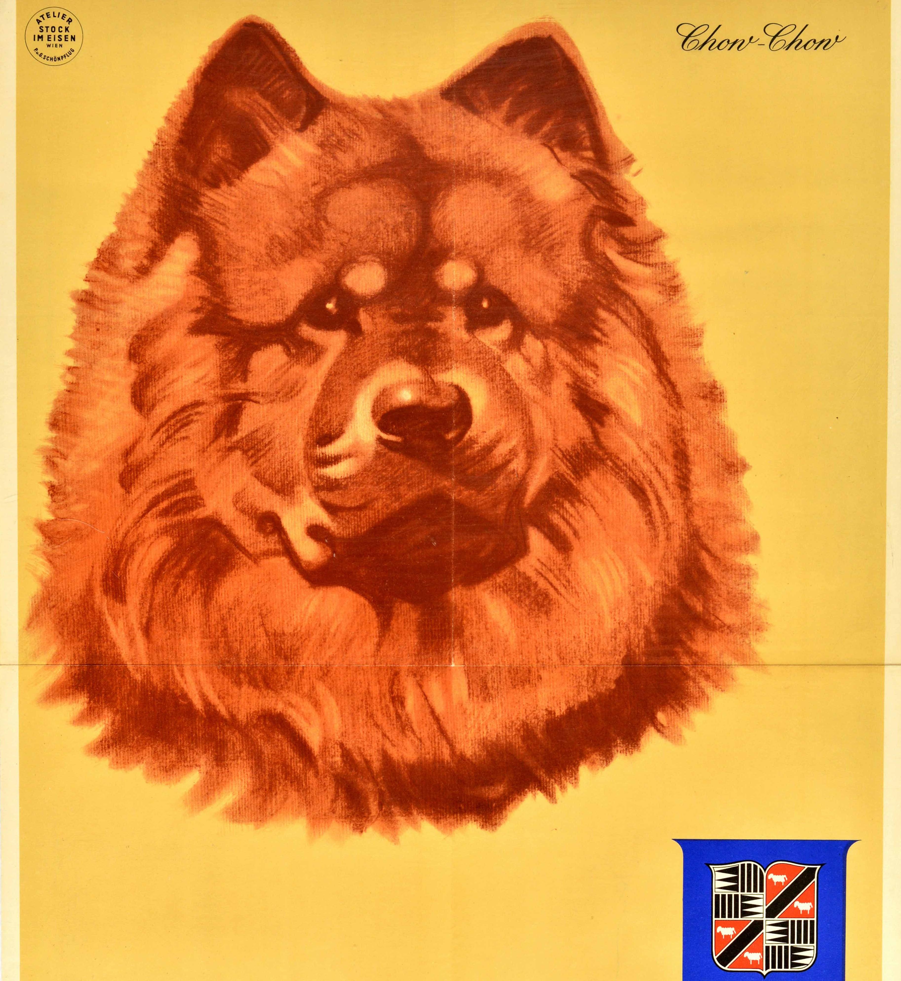 Original Vintage Advertising Poster Selfix Schals Scarves Chow-Chow Dog Artwork - Orange Print by Unknown
