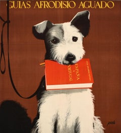 Original Vintage Advertising Poster Spain Portugal Travel Guide Book Terrier Dog