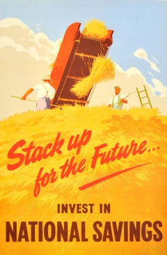 Original Vintage Advertising Poster Stack Up For The Future National Savings