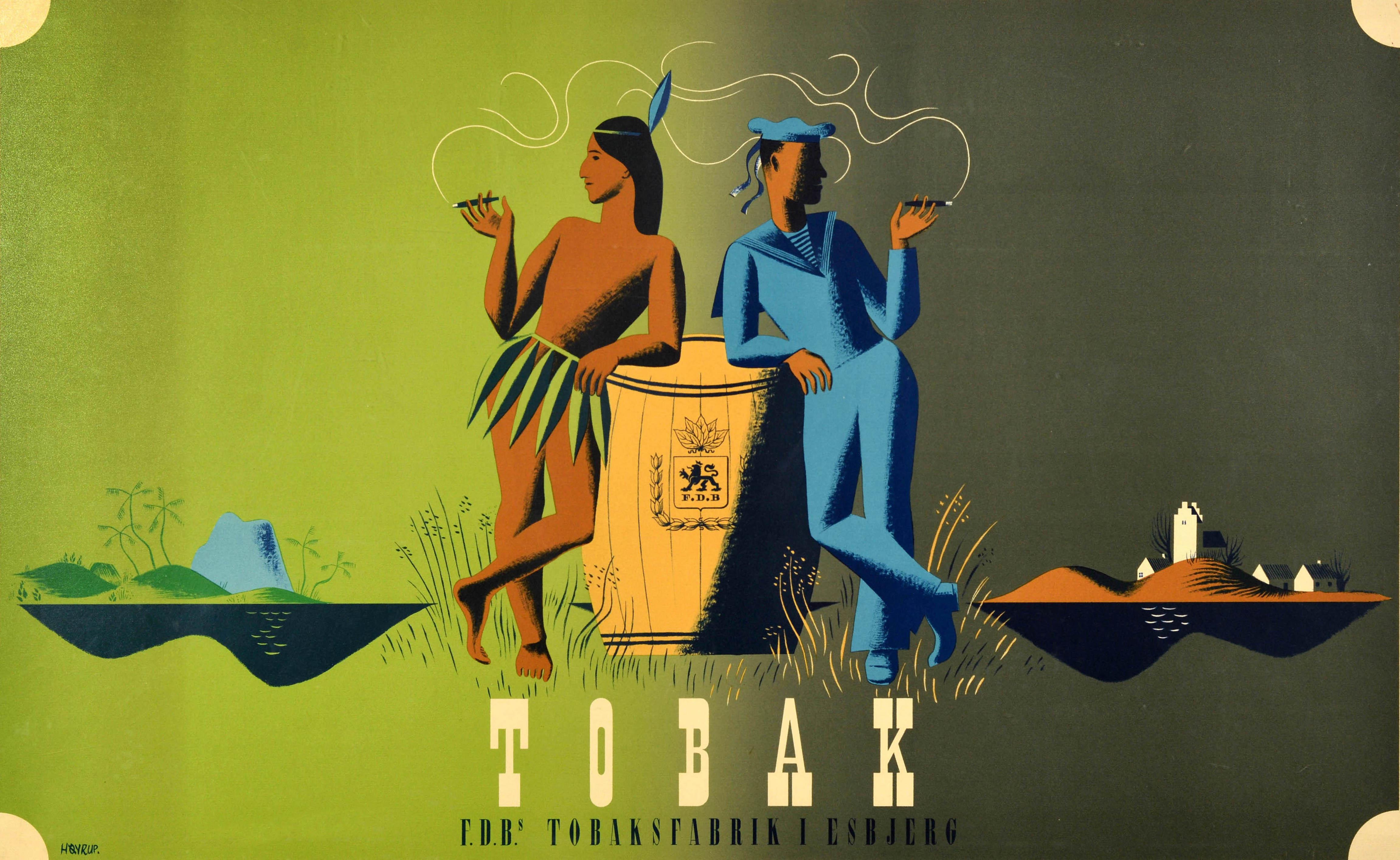 Original-Vintage-Werbeplakat „Tobak FDB Tabakfabrik Esbjerg“, Dänemark – Print von Unknown