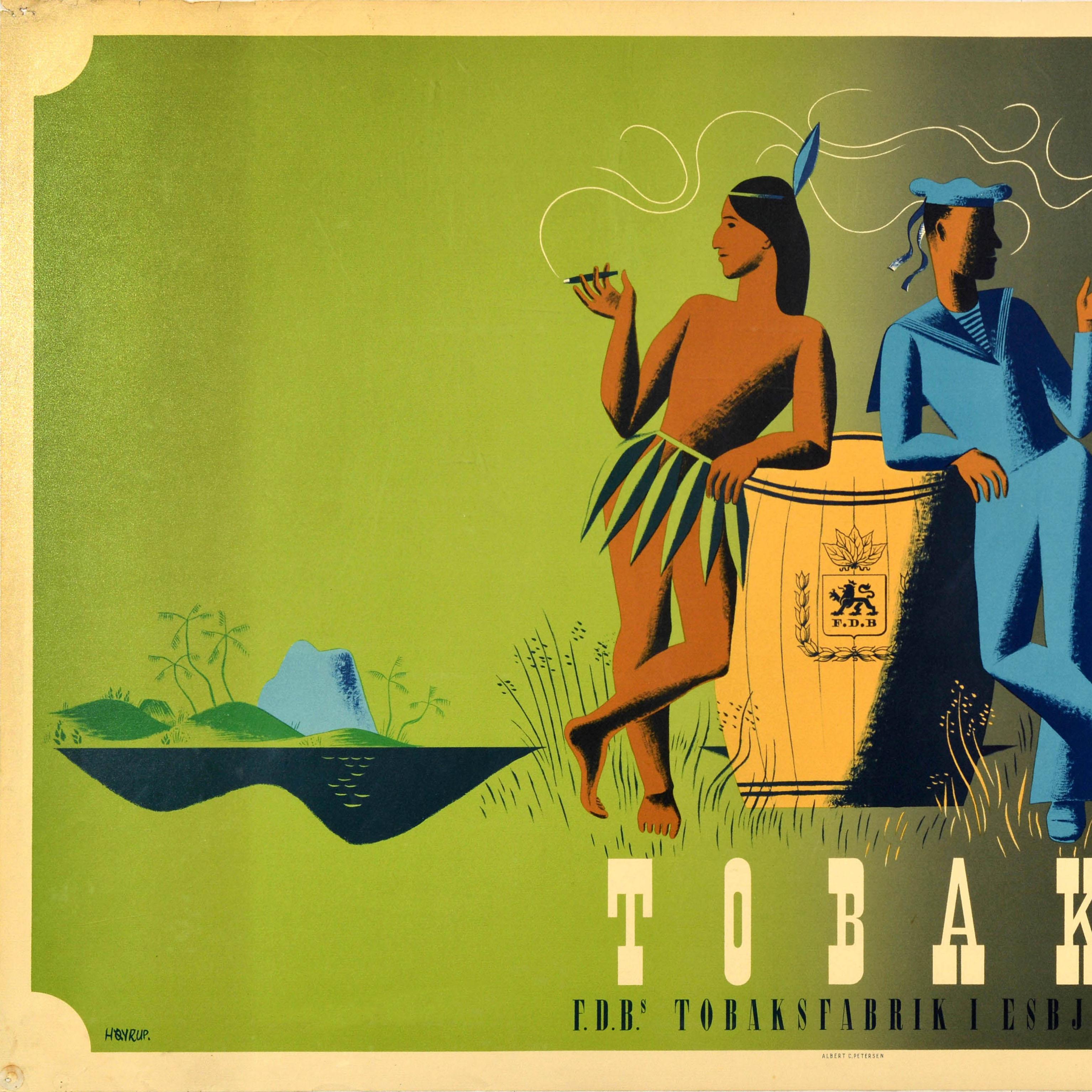 Original Vintage Advertising Poster Tobak FDB Tobacco Factory Esbjerg Denmark - Brown Print by Unknown