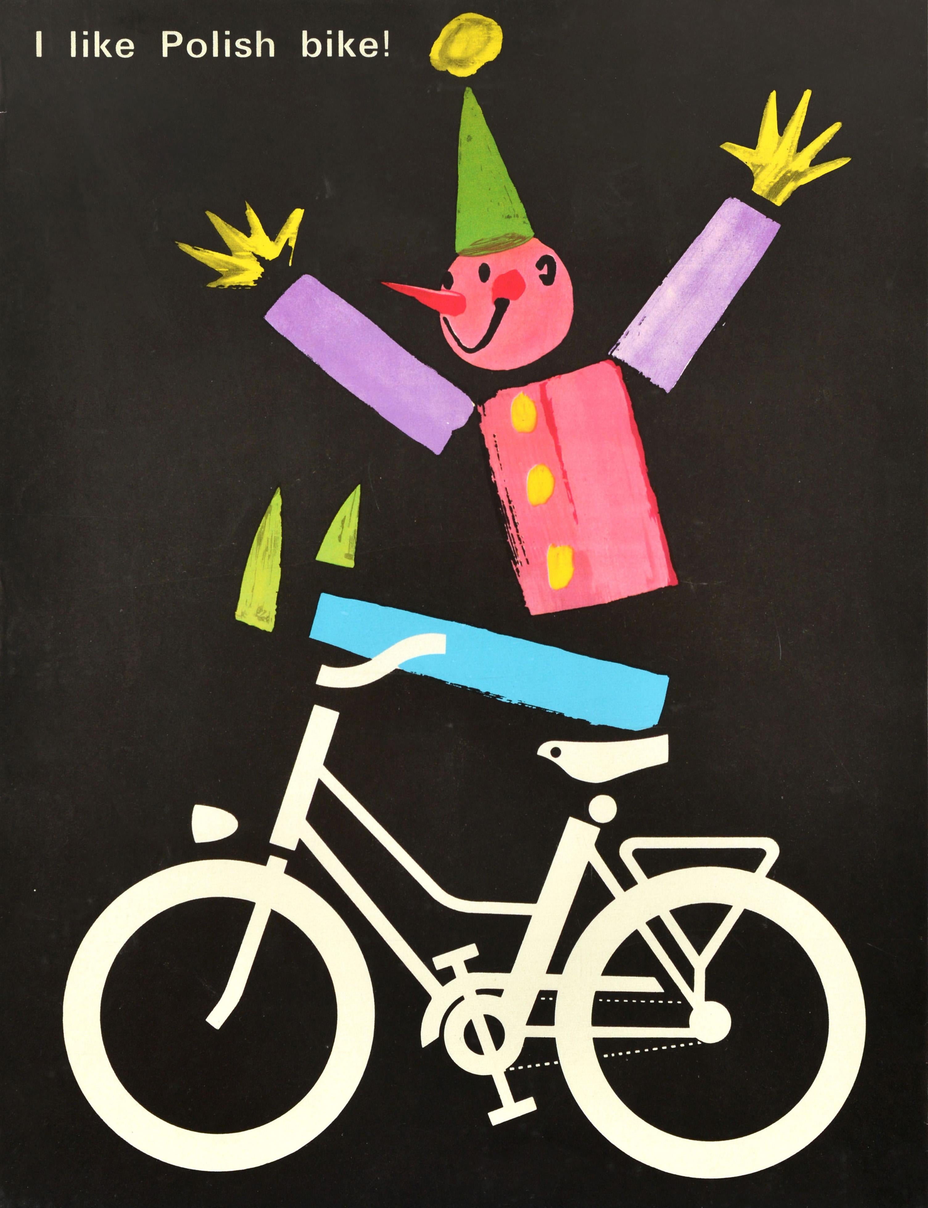 Affiche publicitaire vintage d'origine Universal Bicycle Pologne J'aime le vélo polonais - Print de Unknown