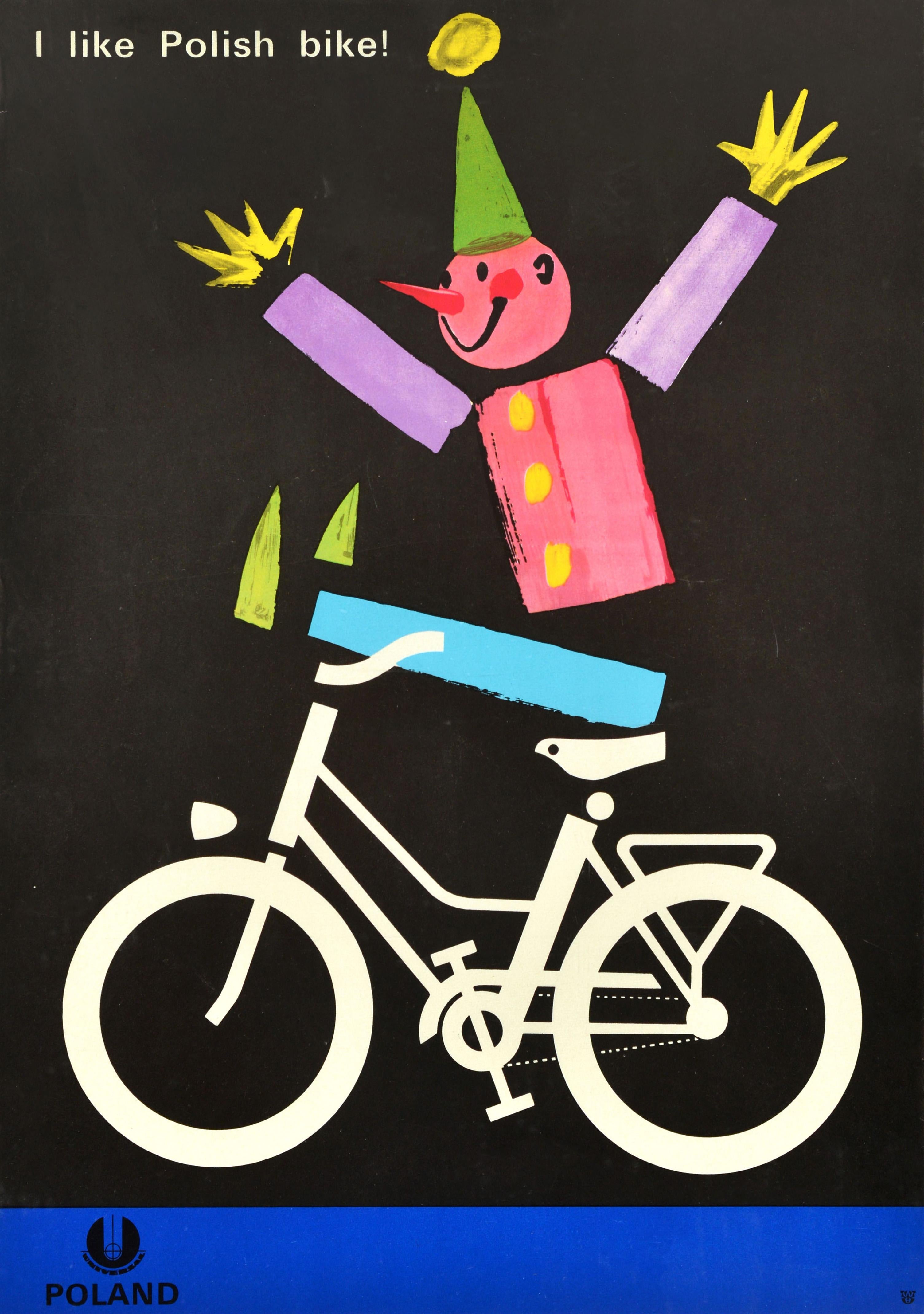 Print Unknown - Affiche publicitaire vintage d'origine Universal Bicycle Pologne J'aime le vélo polonais