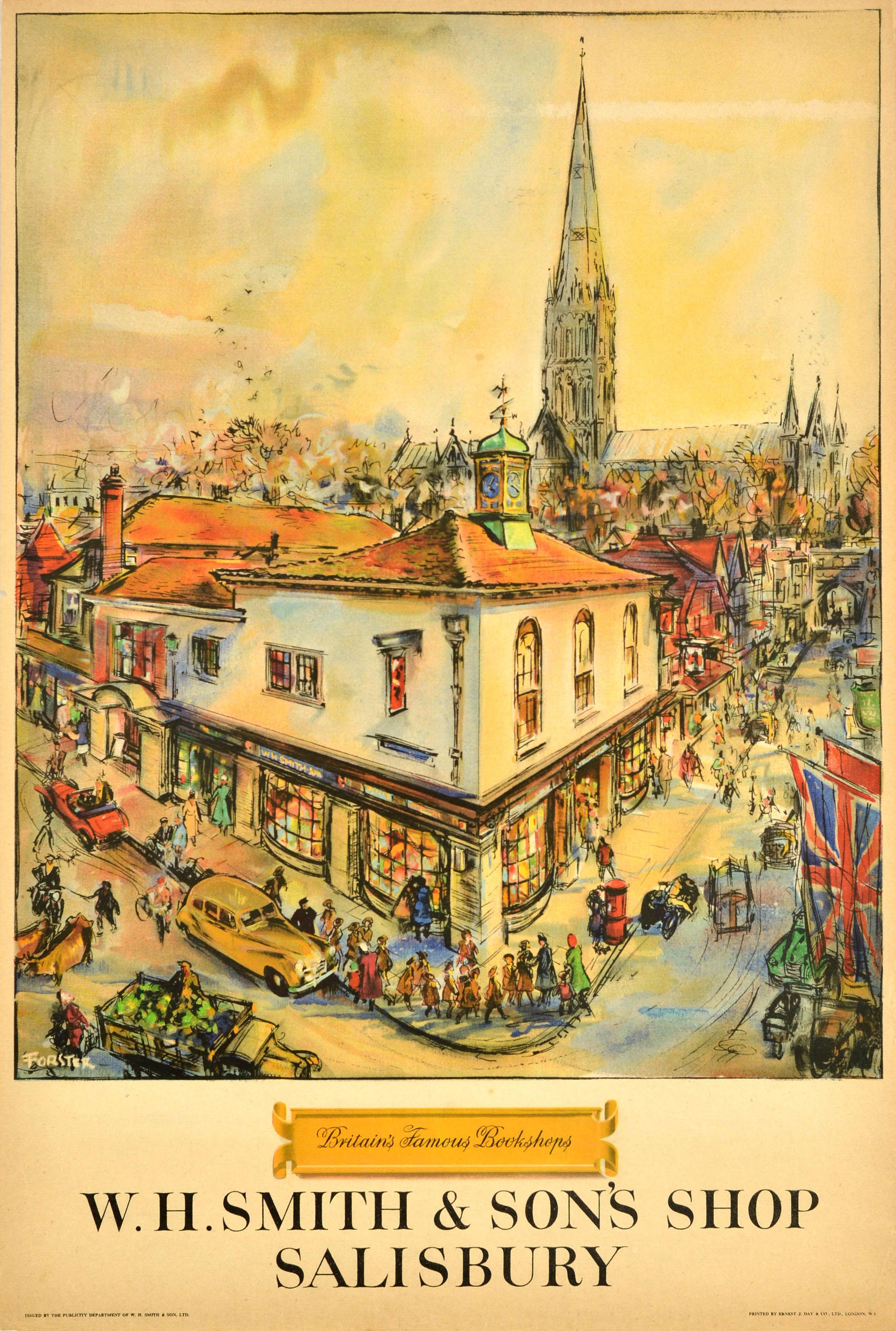 Unknown Print - Original Vintage Advertising Poster WH Smith Famous Bookshops Salisbury