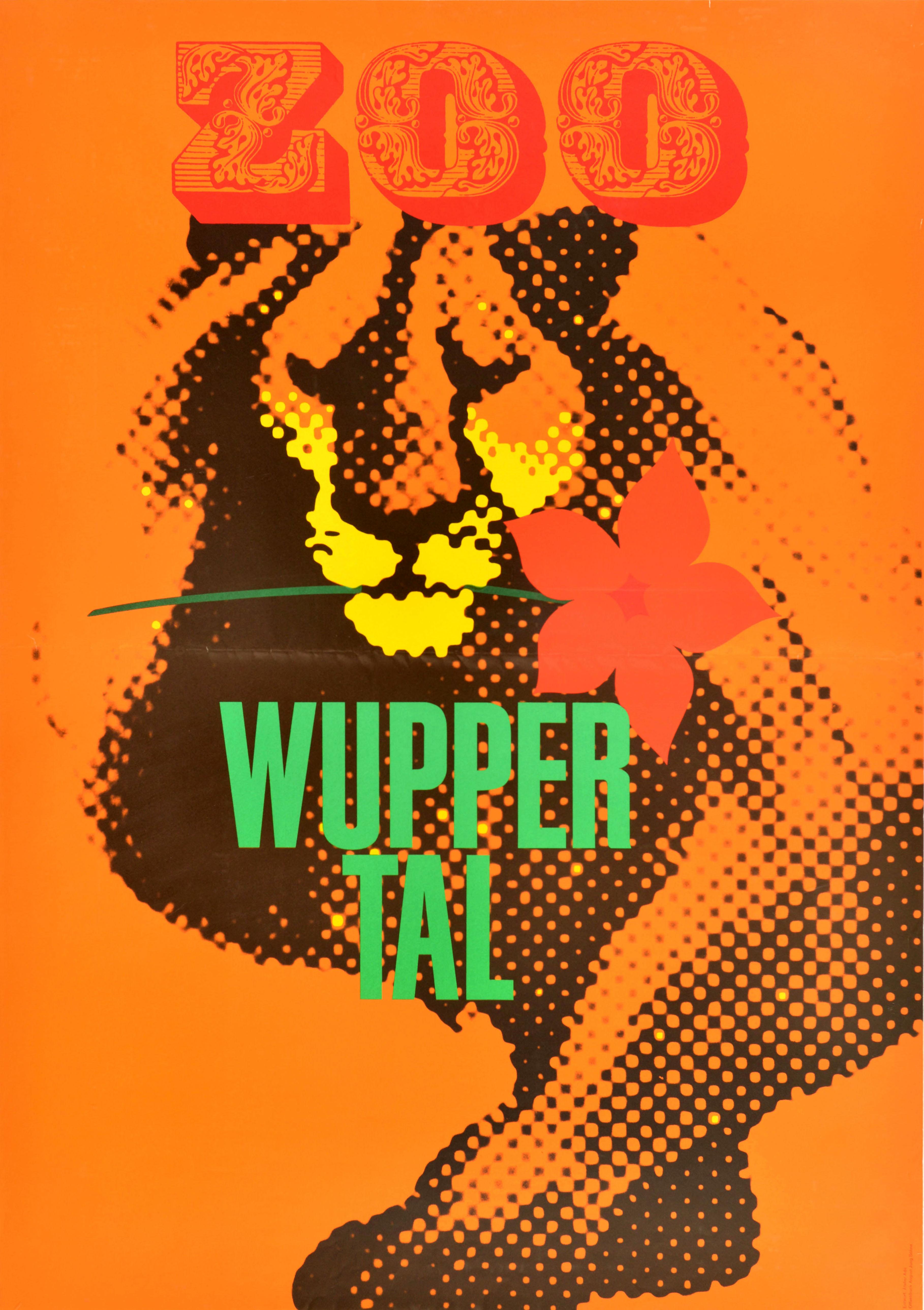 Unknown Print - Original Vintage Advertising Poster Wuppertal Zoo Lion Germany Design Art
