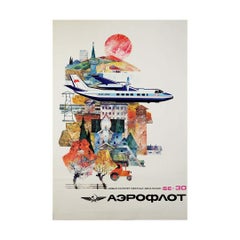 Original vintage Aeroflot poster - Soviet Union’s BE-30 regional aircraft