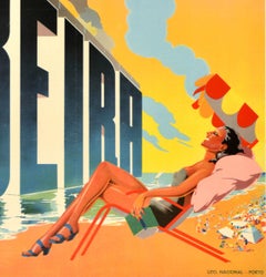 Original Vintage Africa Travel Poster Beira Portugal Mozambique DETA Airlines