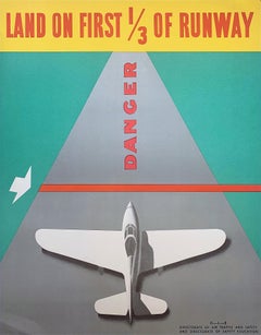 Affiche de sécurité des avions d'origine Land on First 1/3 of Runway c1942