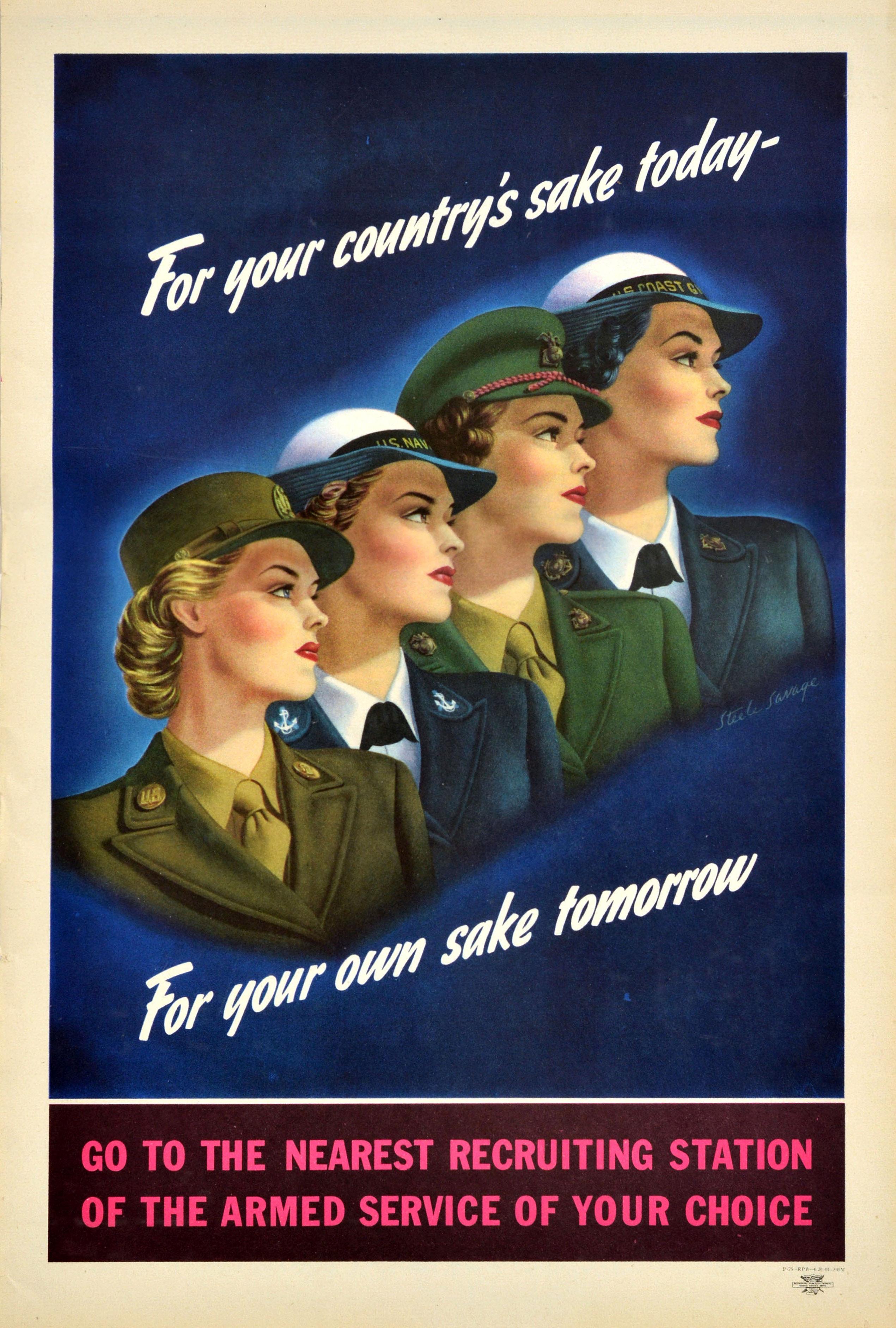 Unknown Print - Original Vintage American WWII Recruitment Poster For Your Country's Sake Today