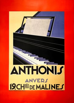 Original Vintage Anthonis Klavierplakat Belgisch C1929, Belgisch