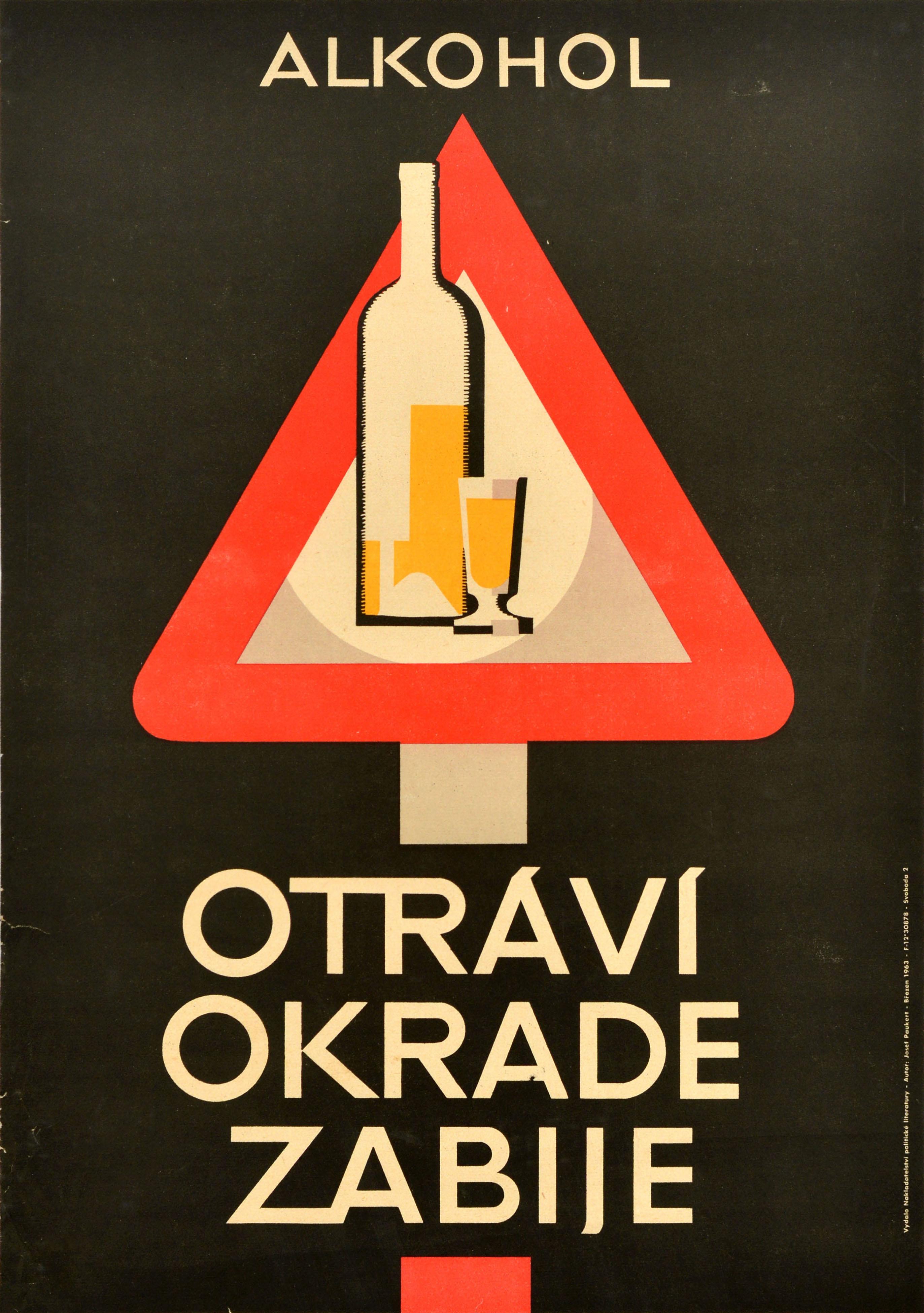 Unknown Print - Original Vintage Anti Alcoholism Propaganda Poster Alcohol Poisons Robs Kills