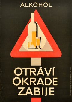 Original Vintage Anti Alcoholism Propaganda Poster Alcohol Poisons Robs Kills