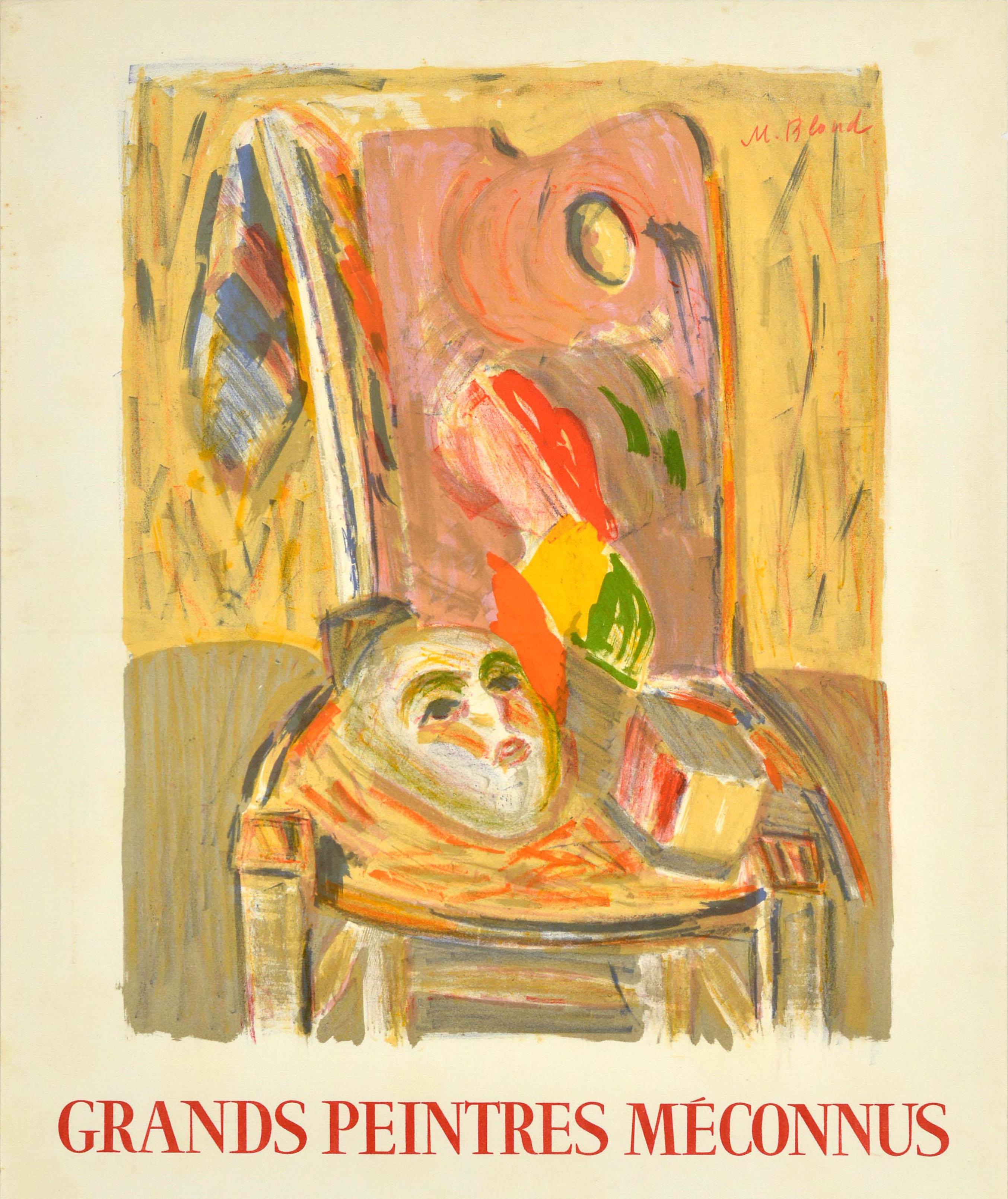 Poster originale d'epoca per mostra d'arte Grands Peintres Meconnus Artisti sconosciuti - Print Beige di Unknown