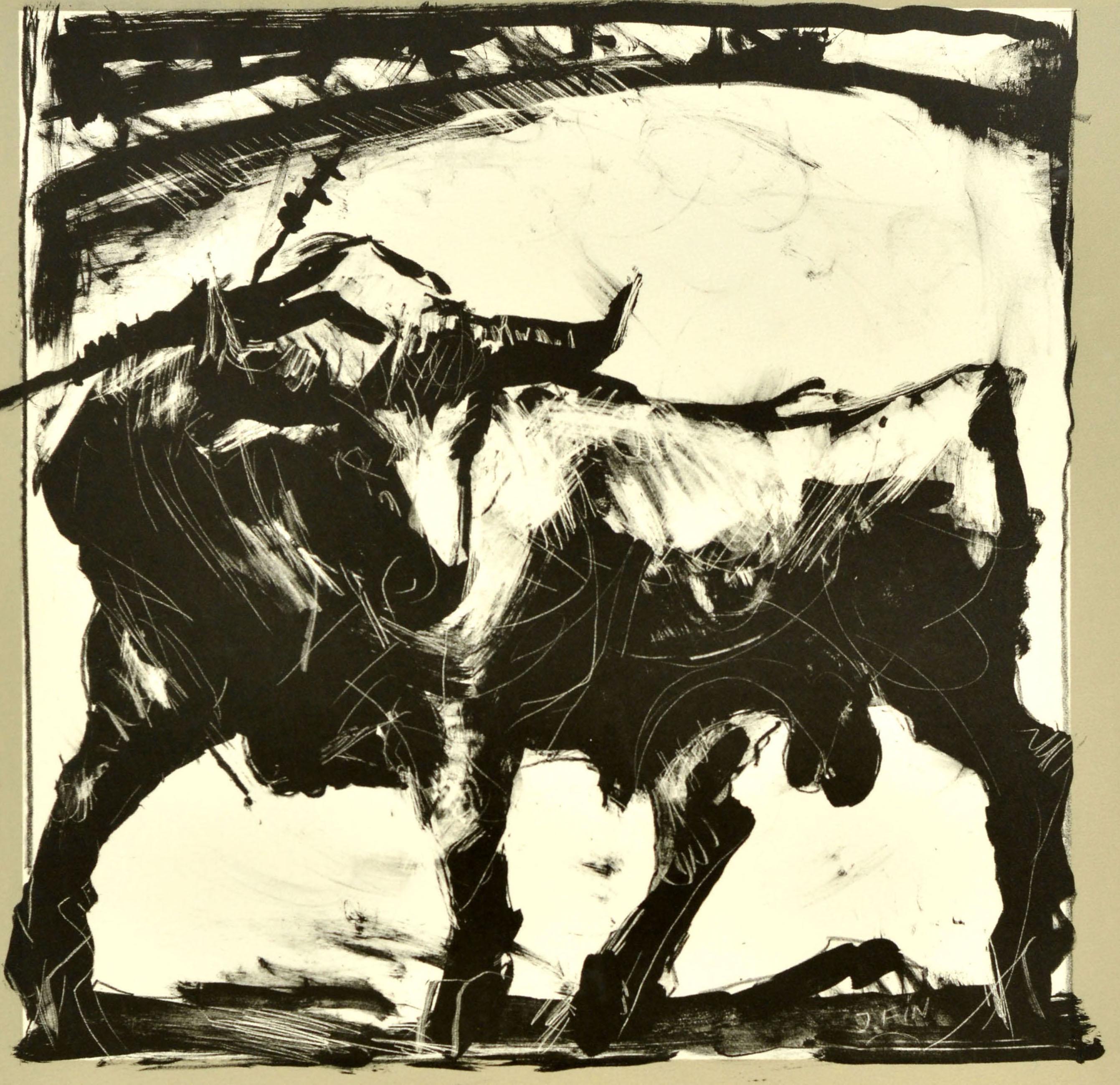 Poster originale d'epoca della mostra J Fin Toros Galerie Verneuil Bullfighting - Print di Unknown