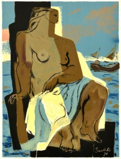 Original Vintage Art Exhibition Poster Jean Souverbie Tribute Navy And The Sea