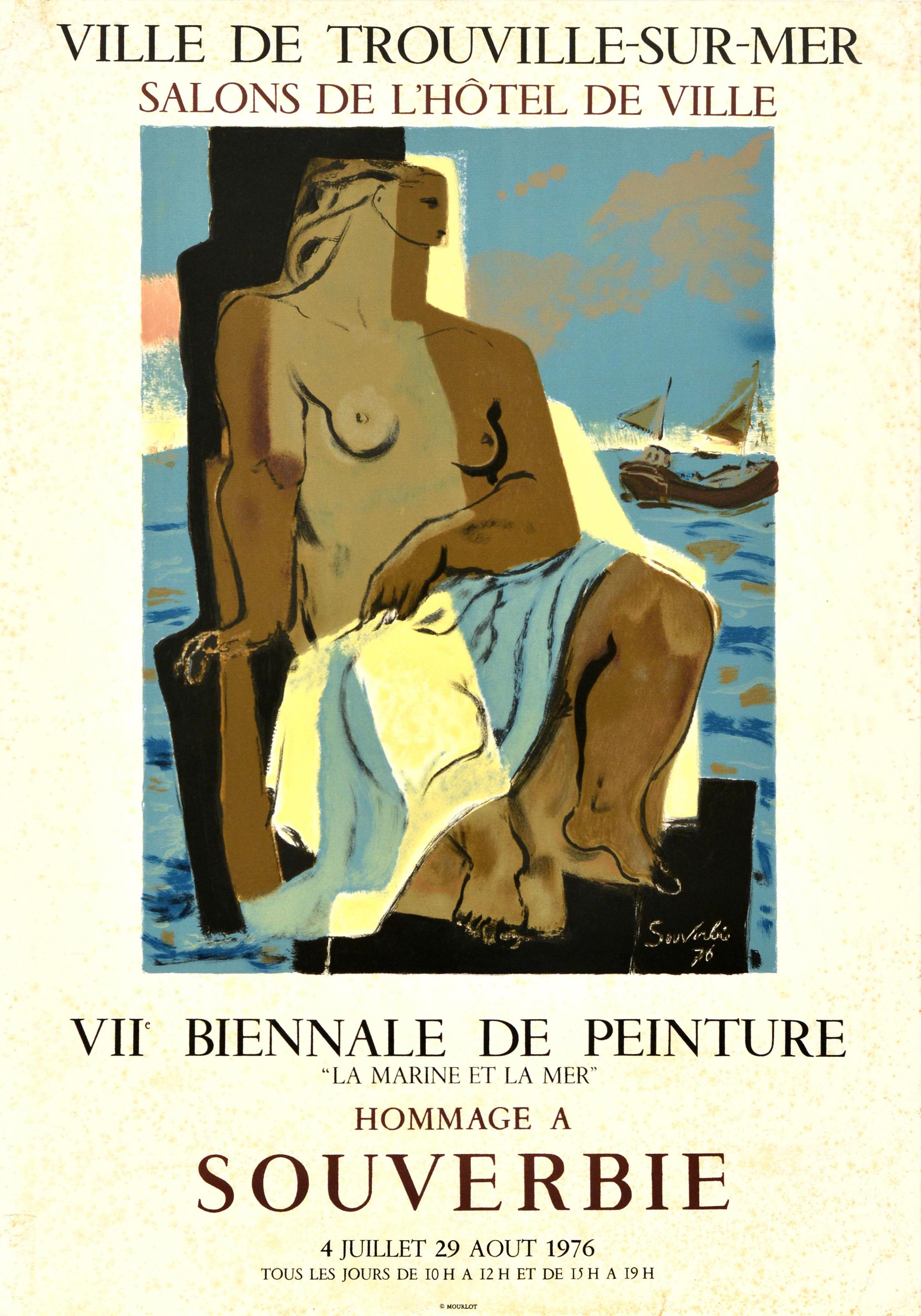 Unknown Print - Original Vintage Art Exhibition Poster Jean Souverbie Tribute Navy And The Sea