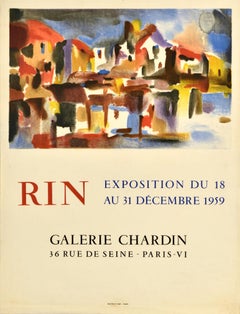 Affiche d'origine d'exposition d'art vintage Nicolas Rin, Galerie Chardin, abstrait