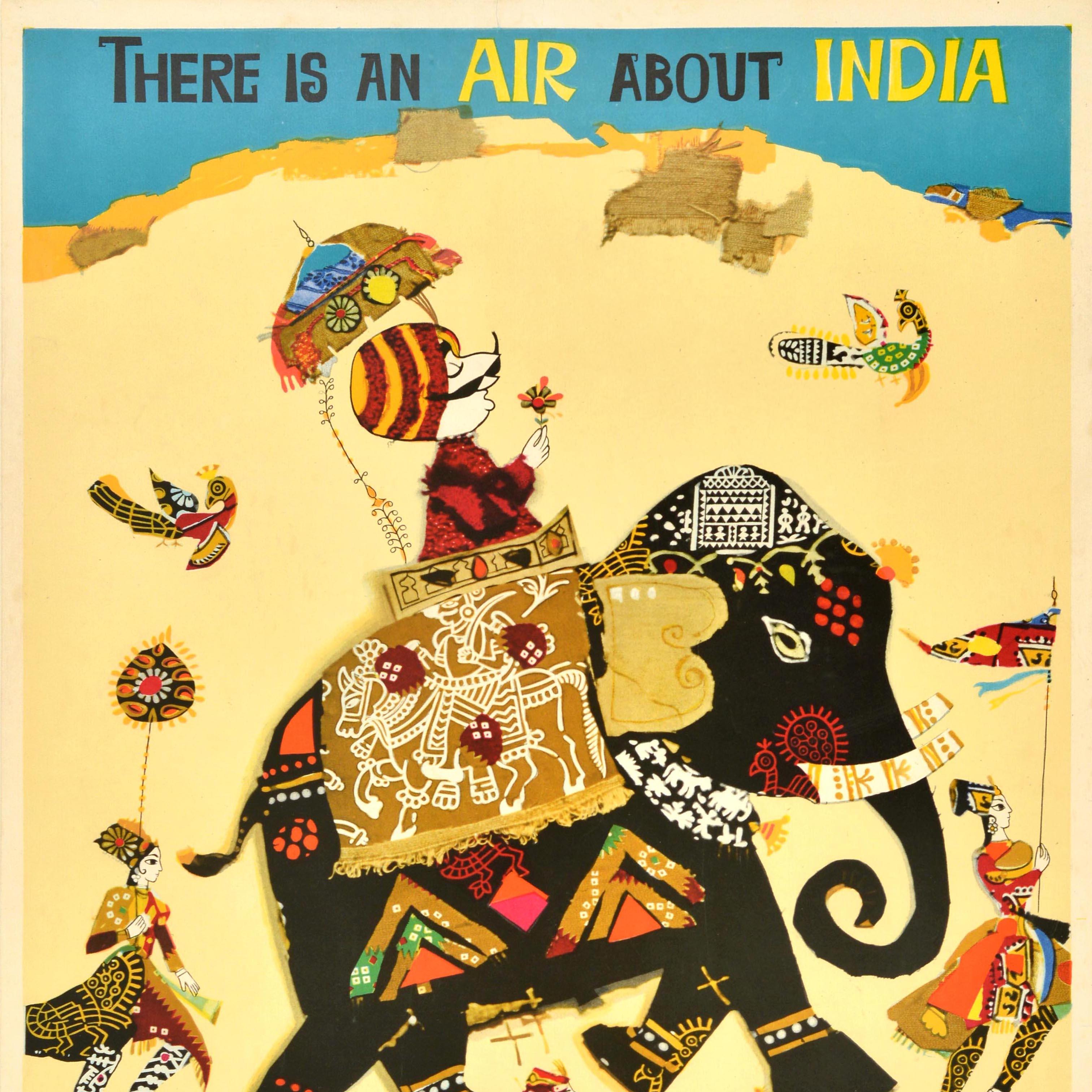 Original Vintage Asia Air India Reiseplakat Air About India, Elefant Maharajah, Vintage (Orange), Print, von Unknown