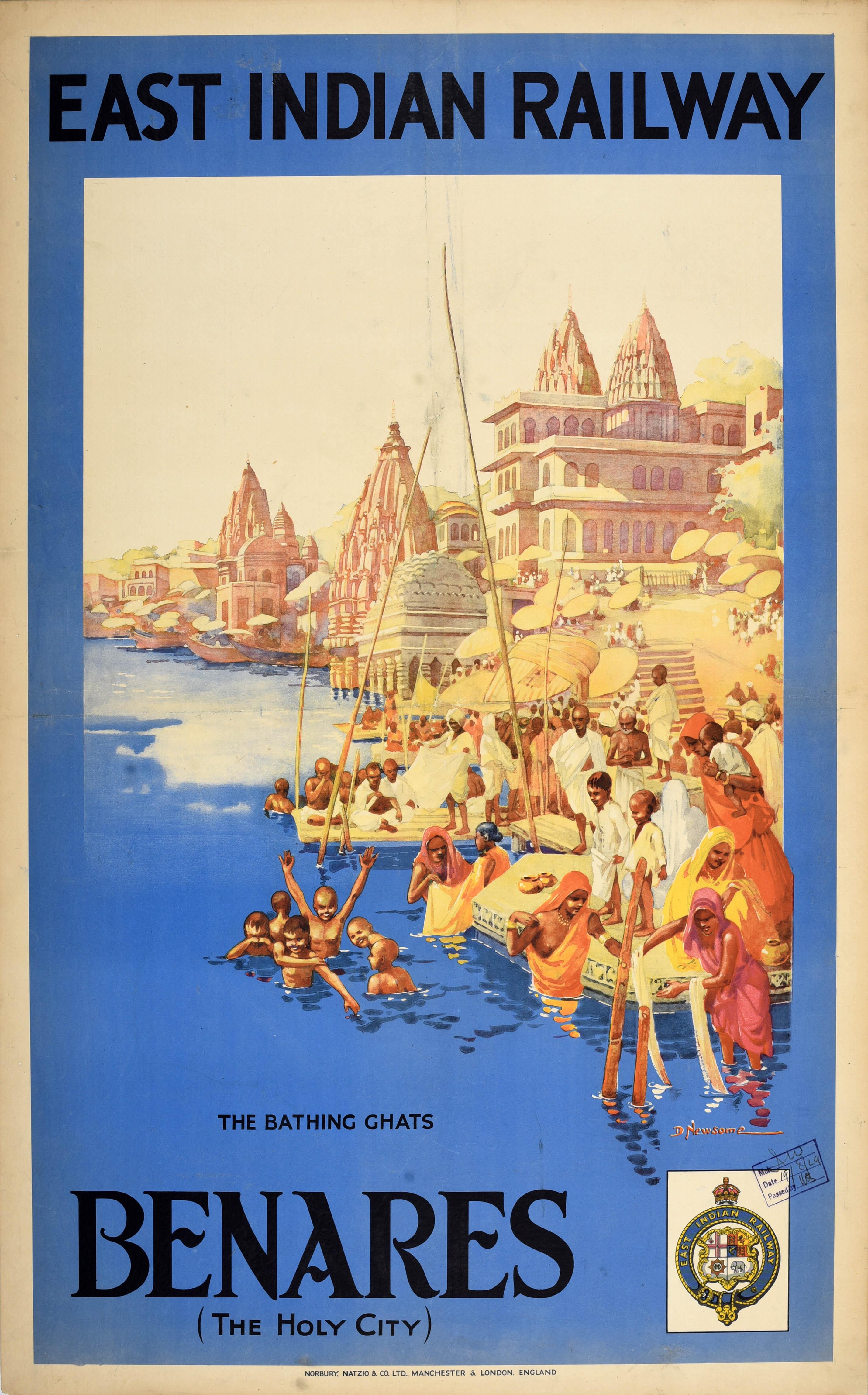 Unknown Print - Original Vintage Asia Travel Poster Benares Holy City East Indian Railway India