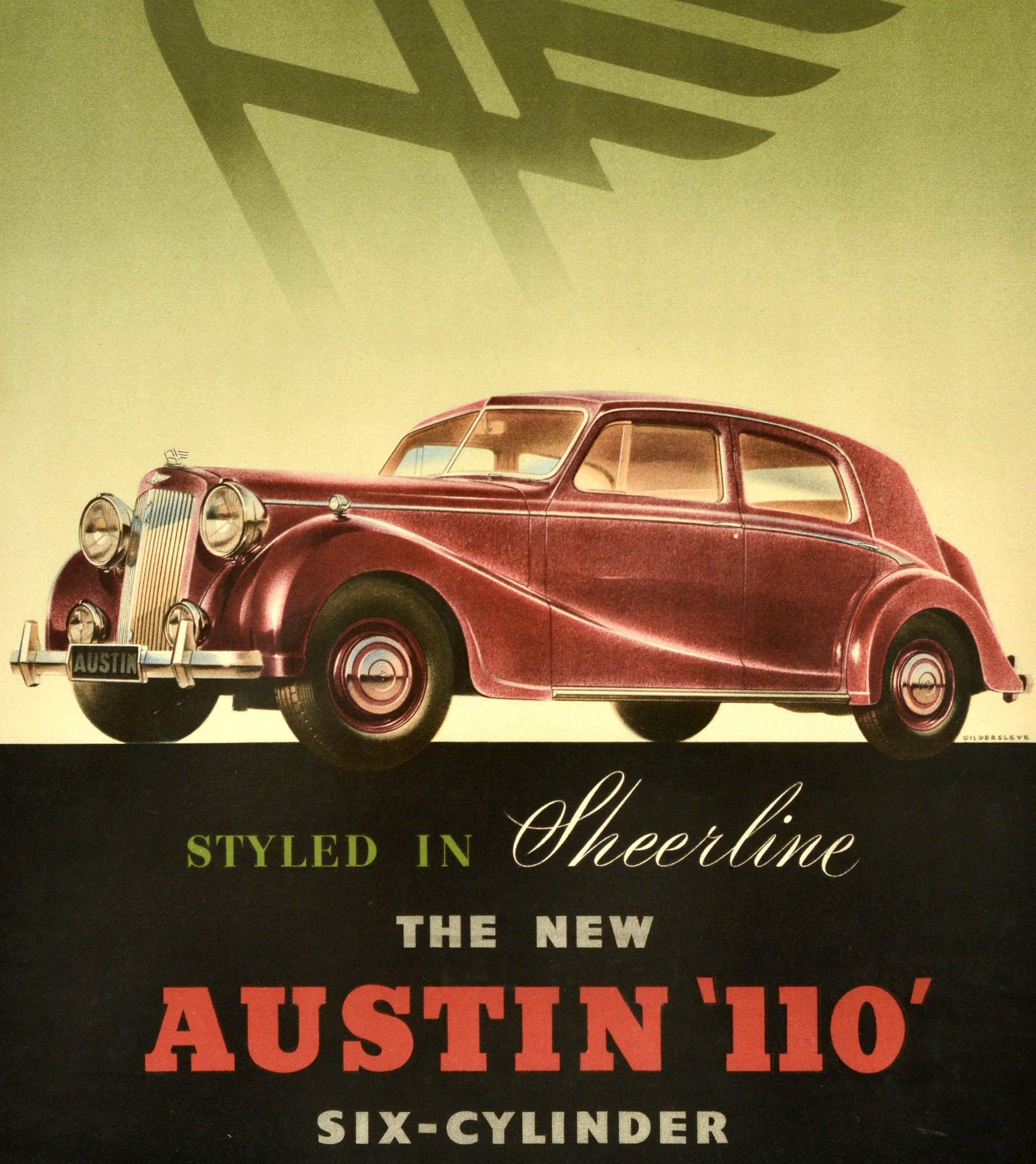 Original Vintage Auto-Werbeplakat Austin 110, durchsichtiges Vintage-Auto mit sechs Zylindern – Print von Unknown