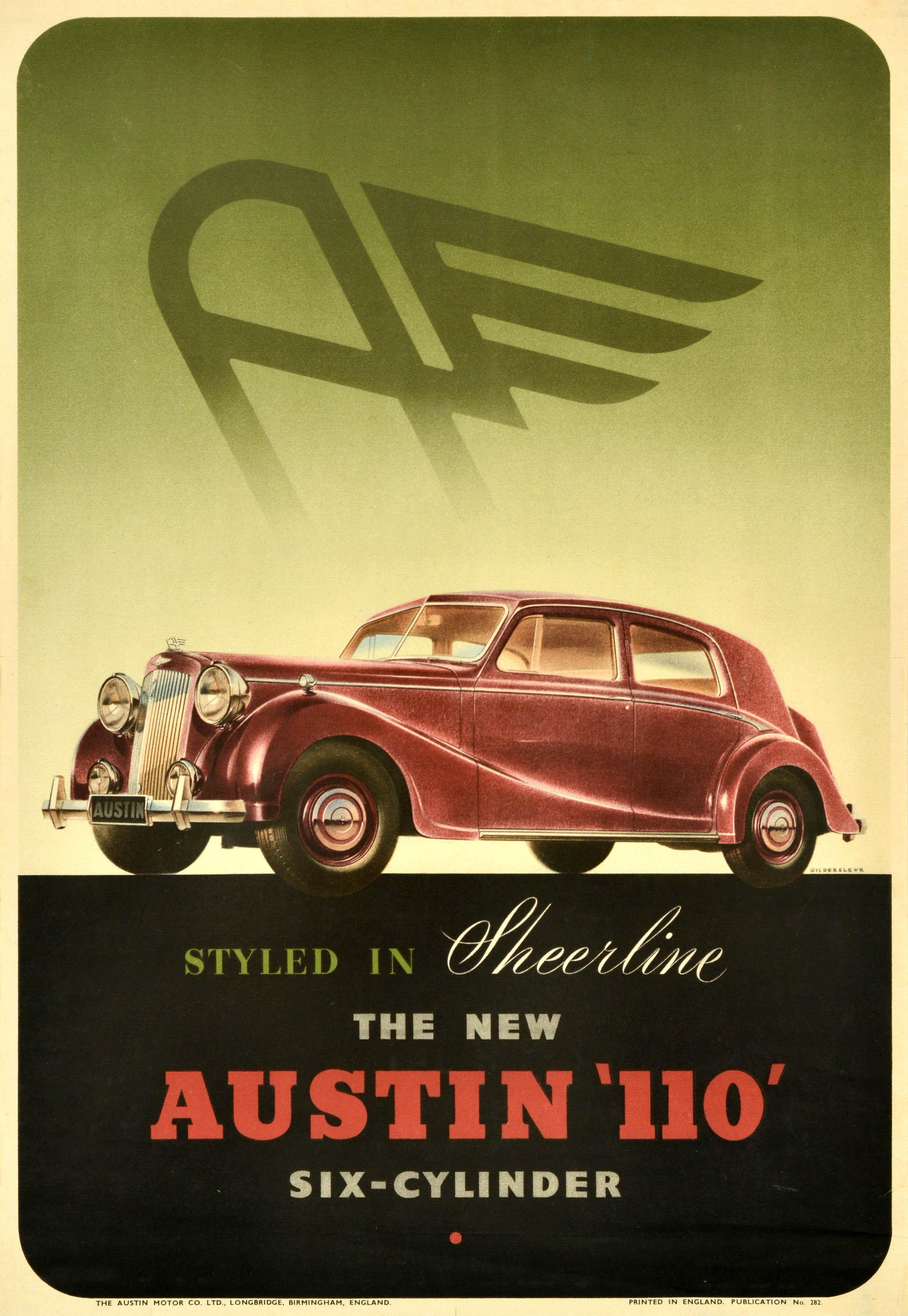 Unknown Print – Original Vintage Auto-Werbeplakat Austin 110, durchsichtiges Vintage-Auto mit sechs Zylindern