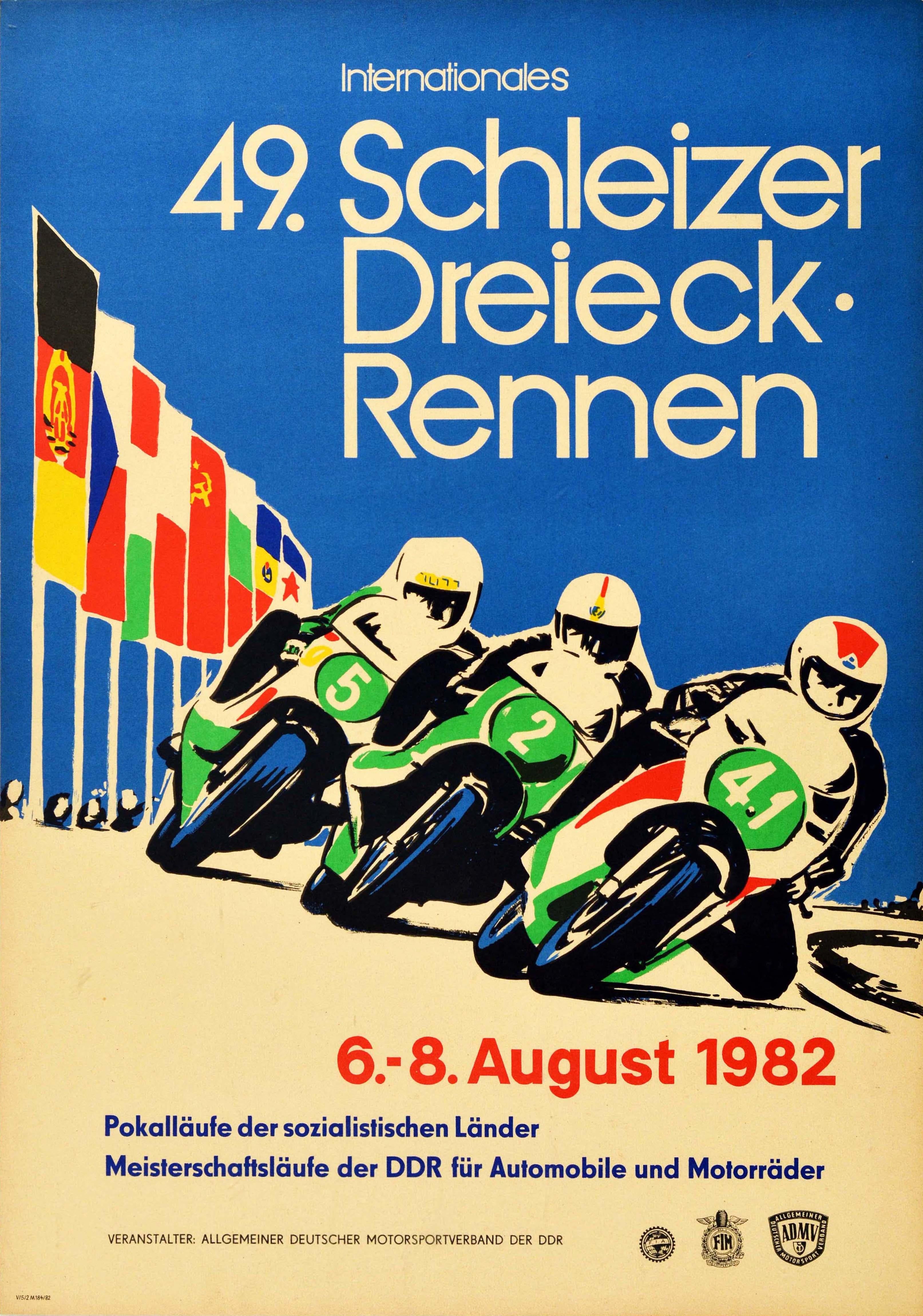 Unknown Print - Original Vintage Auto Racing Poster 49 Schleizer Dreieck Rennen Motorcycle Race 