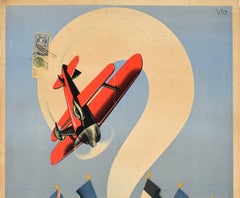 Original Vintage Aviation Poster Aerial Acrobatics World Cup Vincennes Paris Art