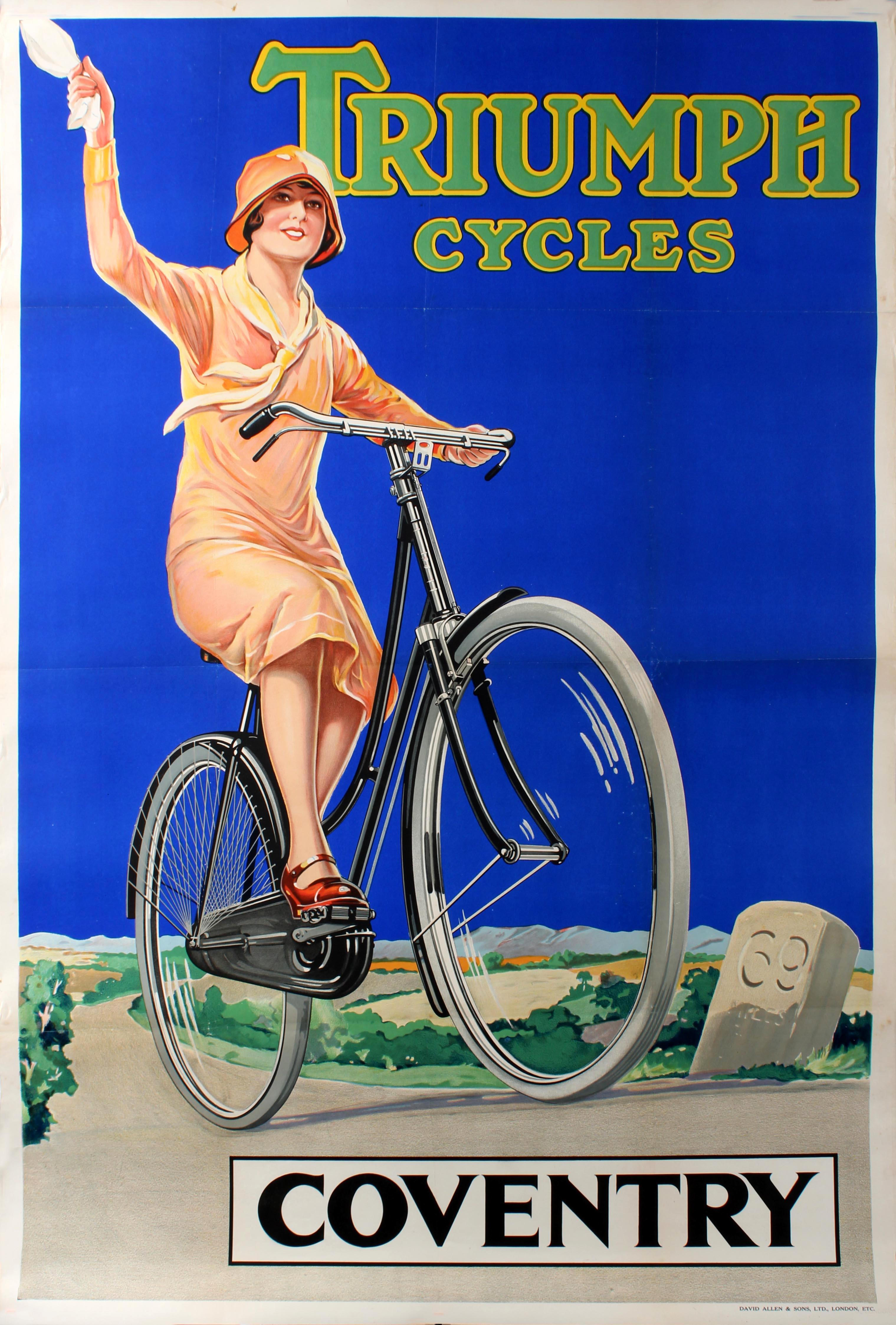 Unknown Print - Original Vintage Bicycle Advertising Poster For Triumph Cycles Coventry 69