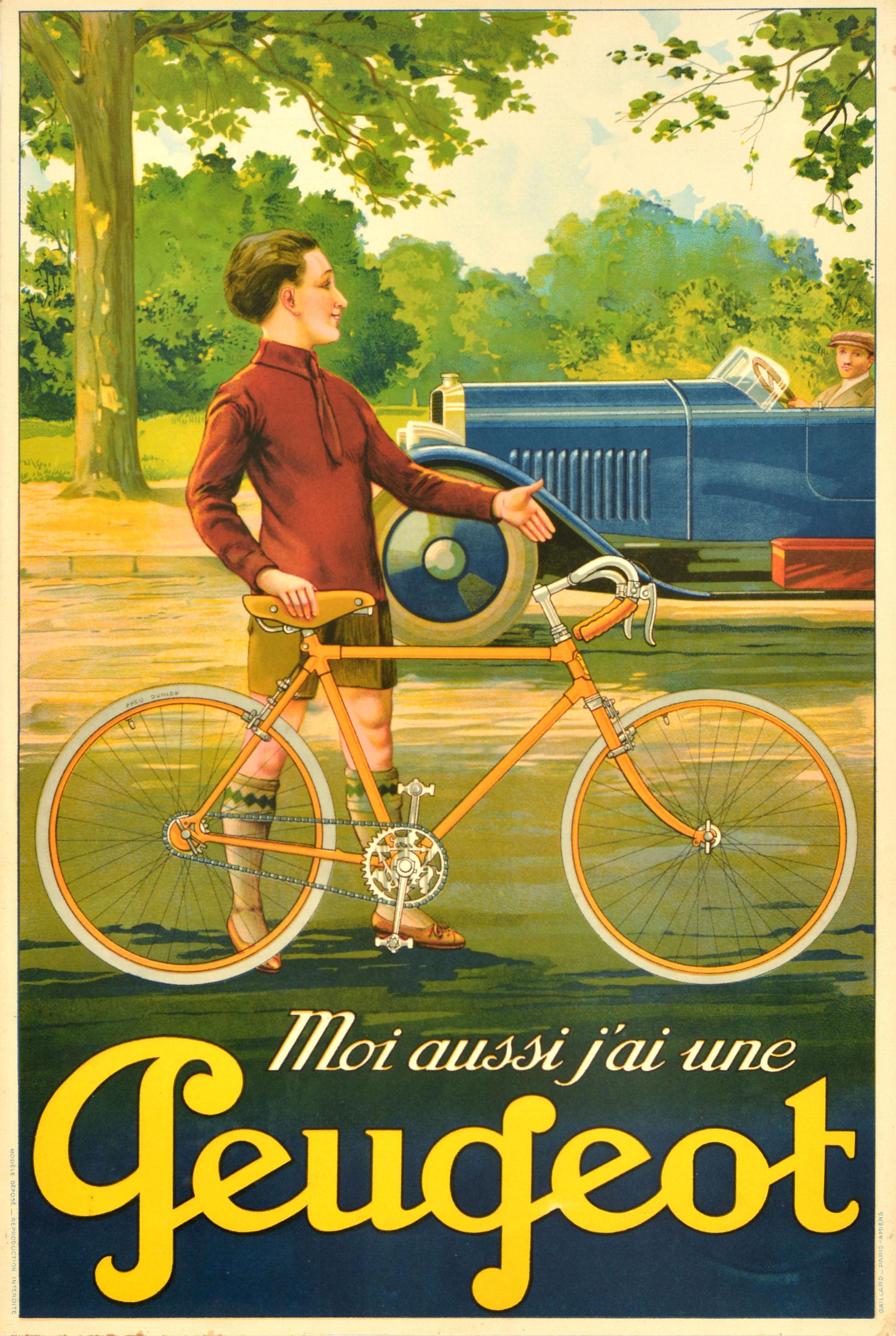 Print de Unknown - Cartel publicitario original de época de bicicletas También tengo Peugeot Cycles France