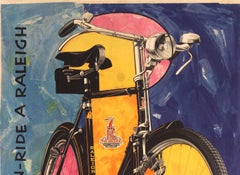 Original Vintage Bike Poster Be Modern Ride A Raleigh The All-Steel Bicycle Art