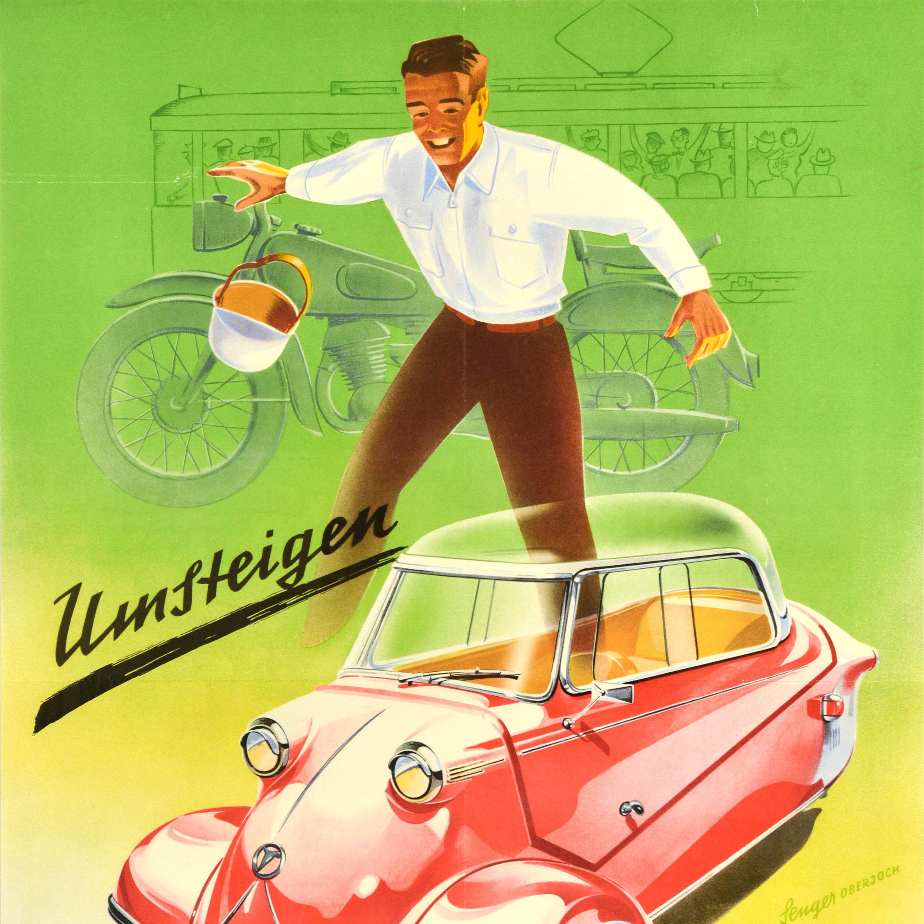 Original Vintage Car Advertising Poster Messerschmitt KR200 Kabinenroller Auto - Print by Unknown