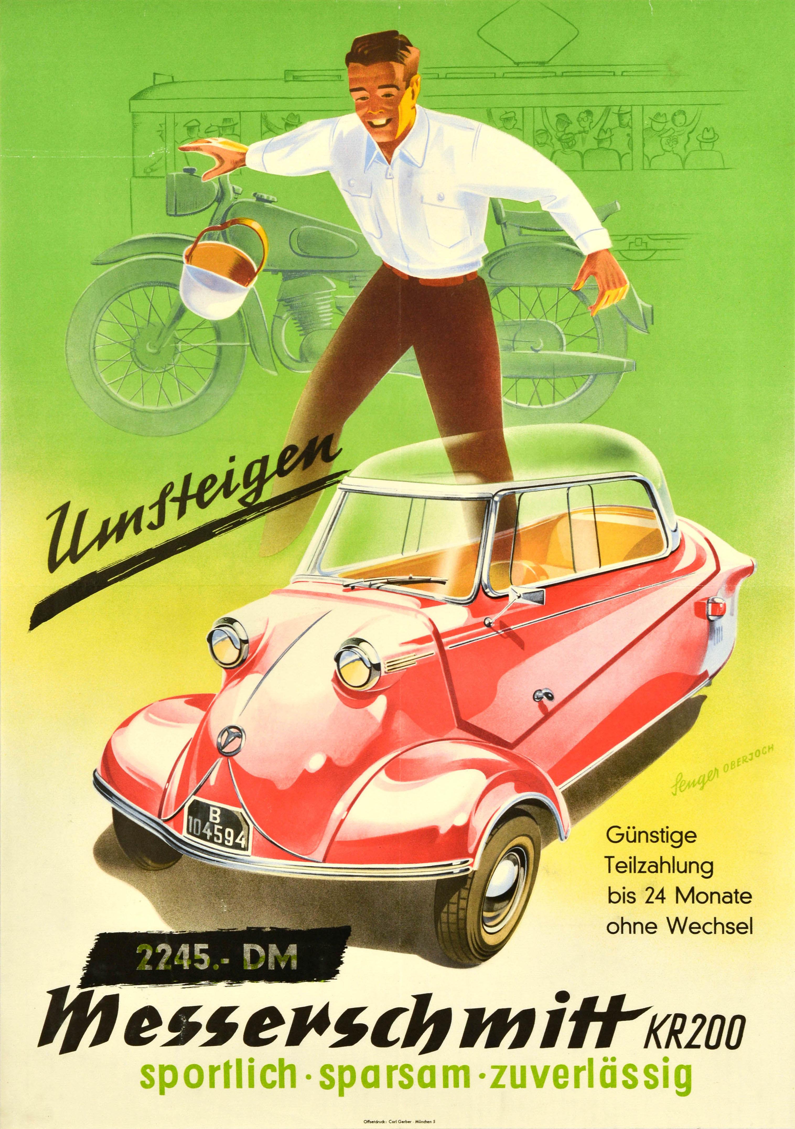 Unknown Print - Original Vintage Car Advertising Poster Messerschmitt KR200 Kabinenroller Auto