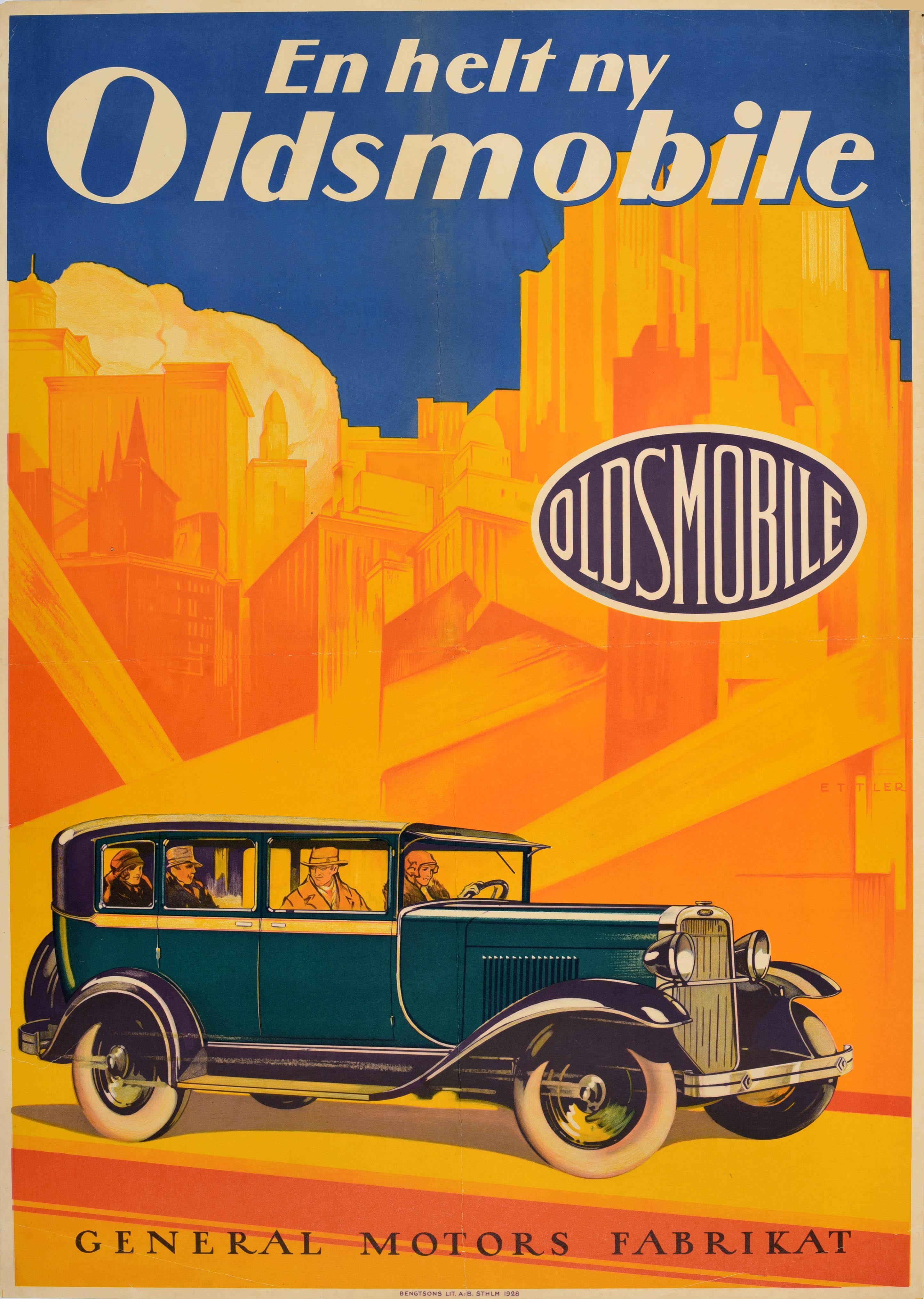 Unknown Print – Original Oldsmobile Werbeplakat Oldsmobile Metropolis General Motors