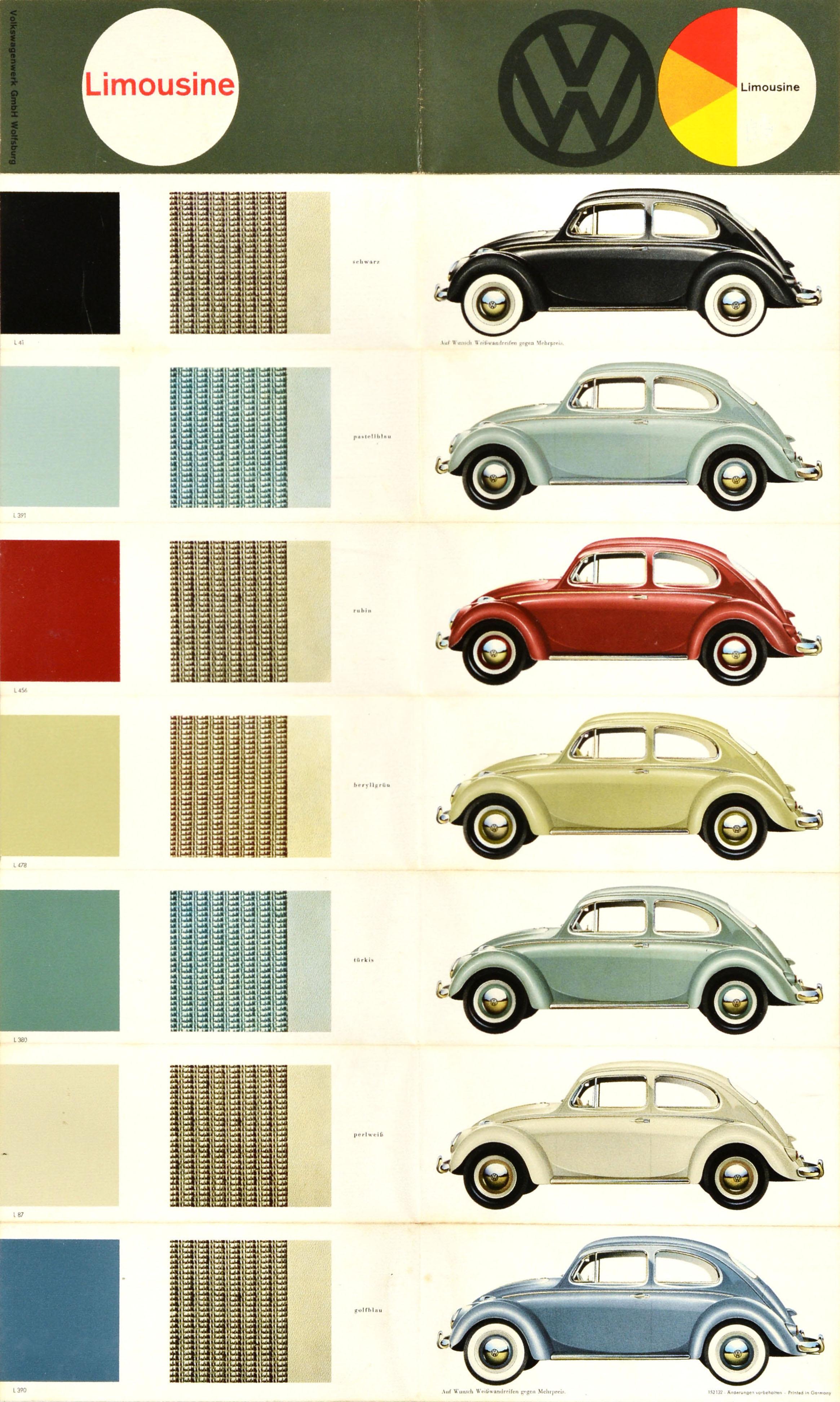 Unknown Print - Original Vintage Car Advertising Poster Volkswagen Limousine VW Automobile Retro
