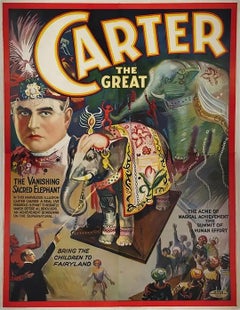 Original Vintage Carter the Great Magic Poster The Vanishing Elephant 1930