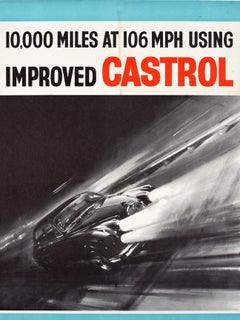 Original Vintage Castrol Motor Racing Poster Monza Circuit Jaguar 3.8 Mark 2 Car
