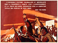 Poster di propaganda cinese originale d'epoca Libertà contro l'imperialismo coloniale