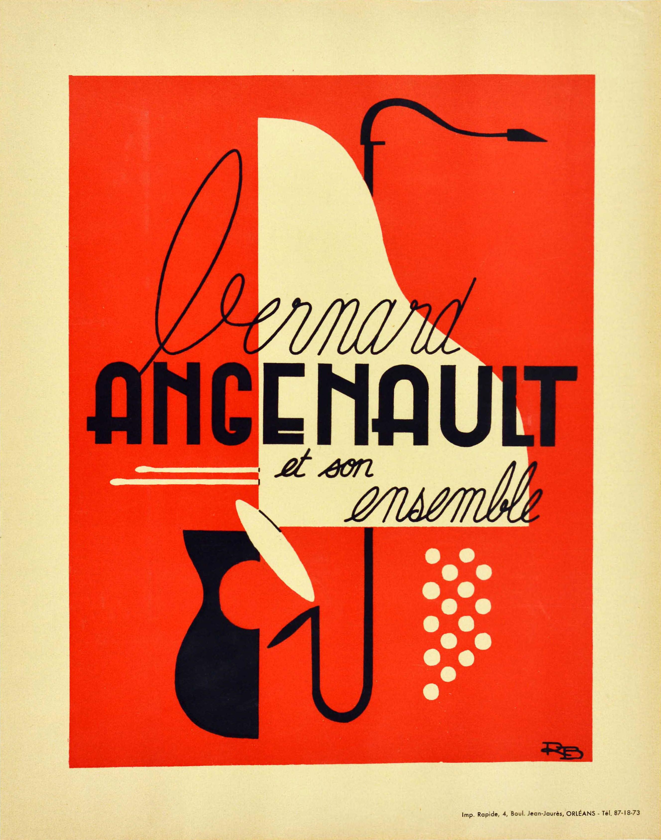 Unknown Print - Original Vintage Concert Poster Bernard Angenault Et Son Ensemble Musical Show