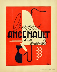 Original Vintage-Konzertplakat Bernard Angenault Et Son Ensemble Musikshow