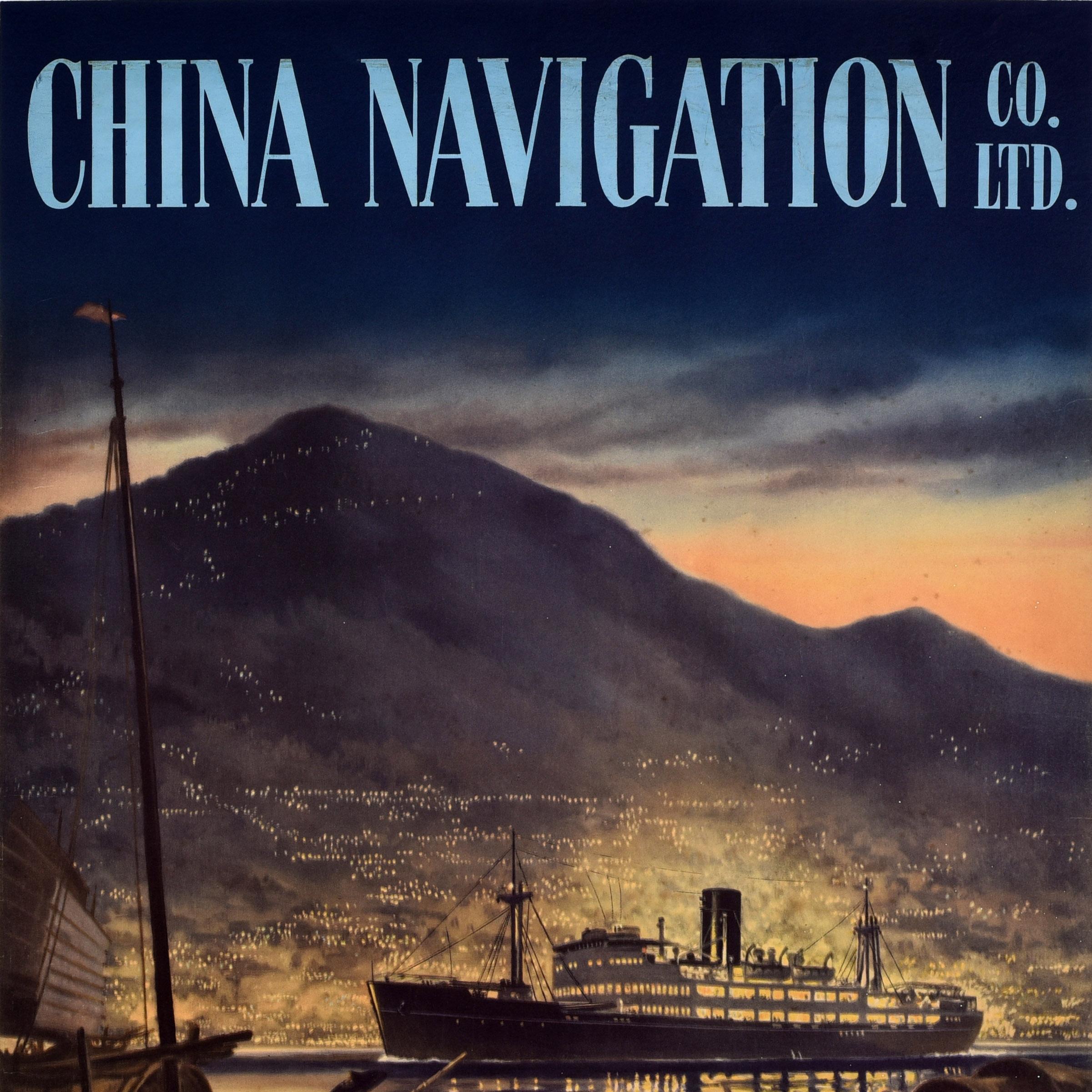 Original Vintage Cruise Travel Poster China Navigation Australia To The Orient - Black Print by Unknown