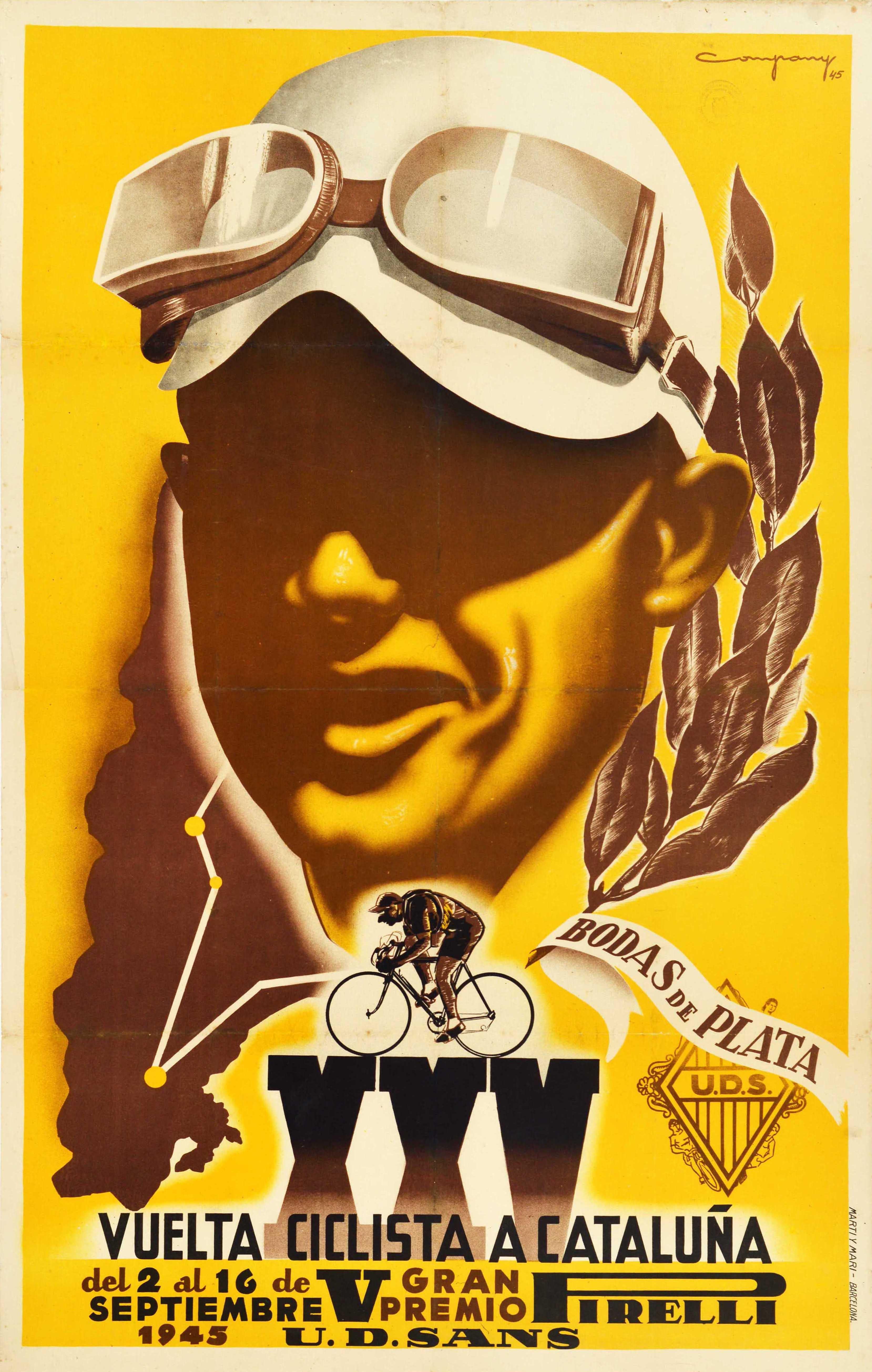 Unknown Print - Original Vintage Cycling Race Poster Vuelta Ciclista Cataluna Race Spain Pirelli