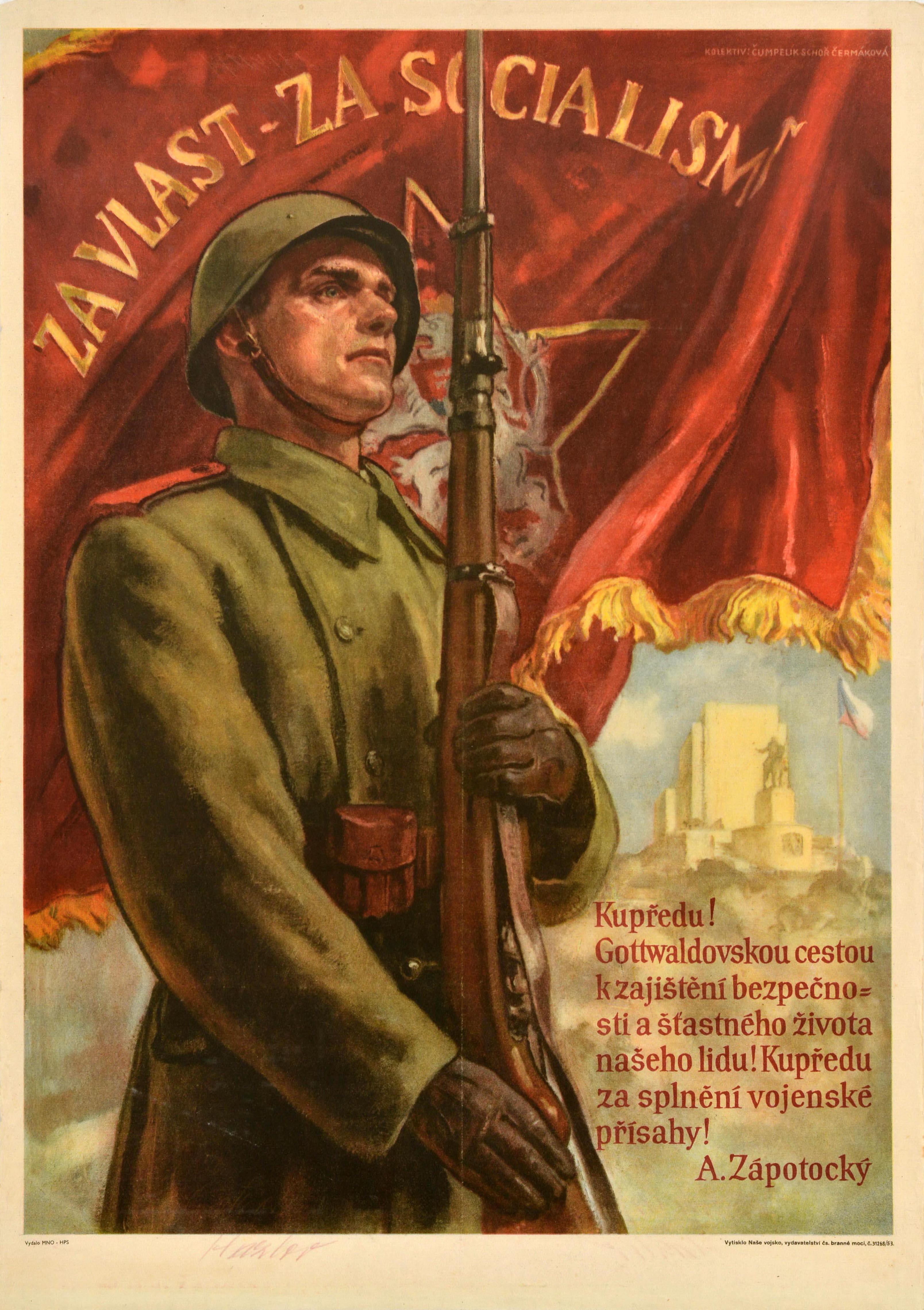 Original Vintage Czechoslovak Propaganda Poster For Motherland For Socialism