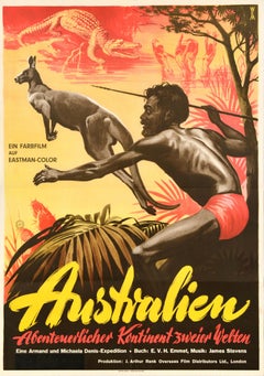 Original Vintage Documentary Film Poster Australia Armand Denis Expedition