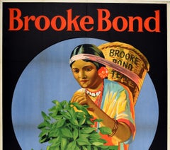Original Vintage Drink Advertising Poster Brooke Bond Edglets Tea Picker Design