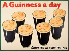 Original Vintage Drink Advertising Poster Guinness A Day Is Good For You Beer