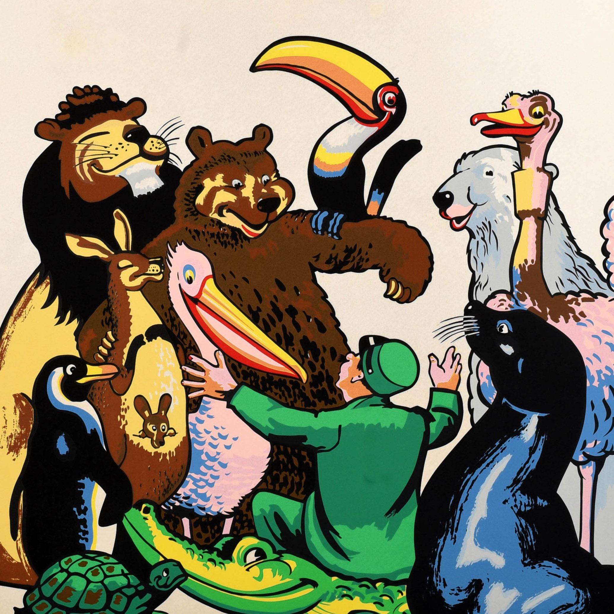 Poster pubblicitario originale d'epoca per bevande Guinness Animals At Edinburgh Zoo Beer - Print di Unknown