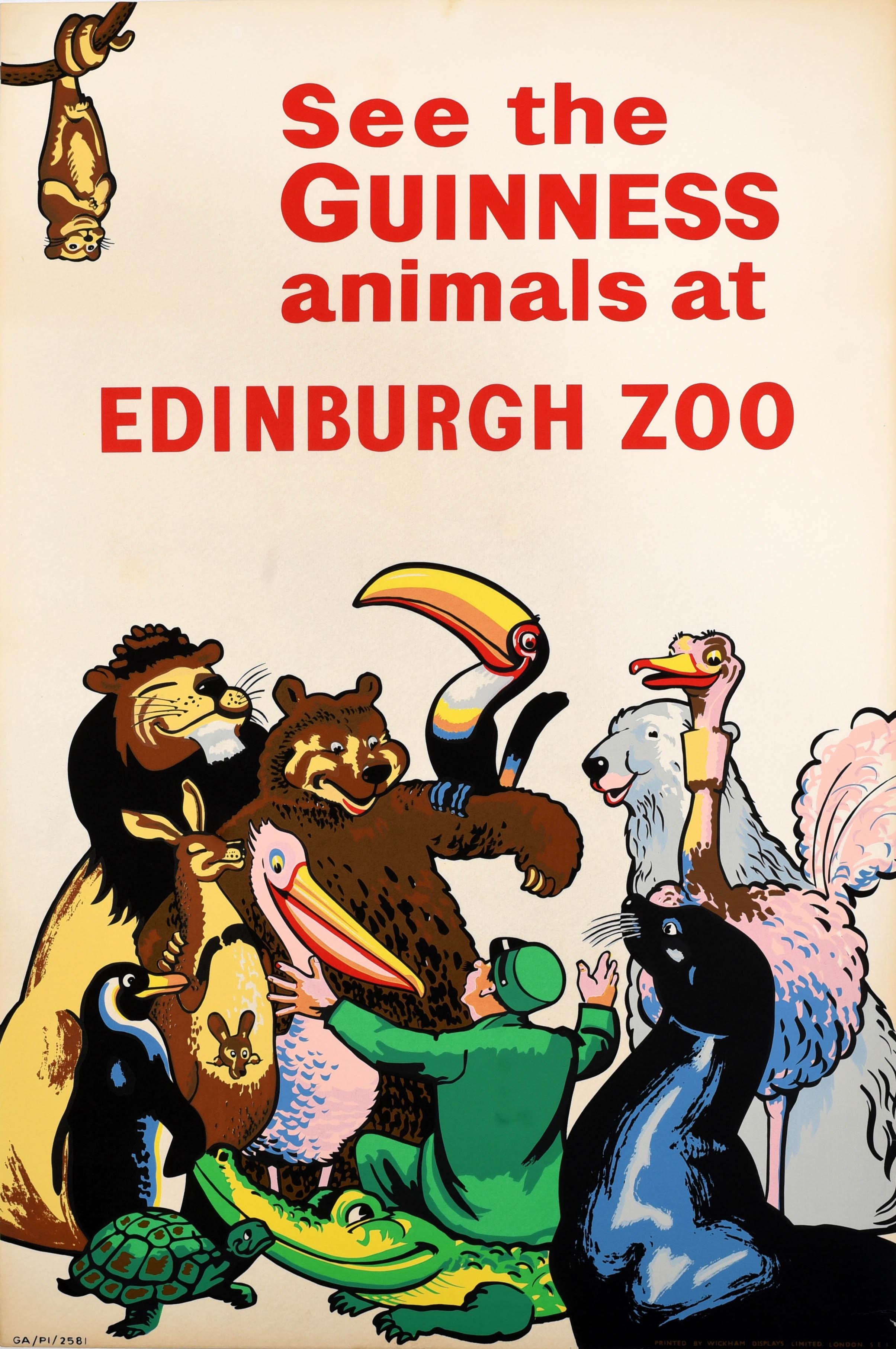 Print Unknown - Affiche publicitaire vintage originale Guinness Animals at Edinburgh Zoo Beer