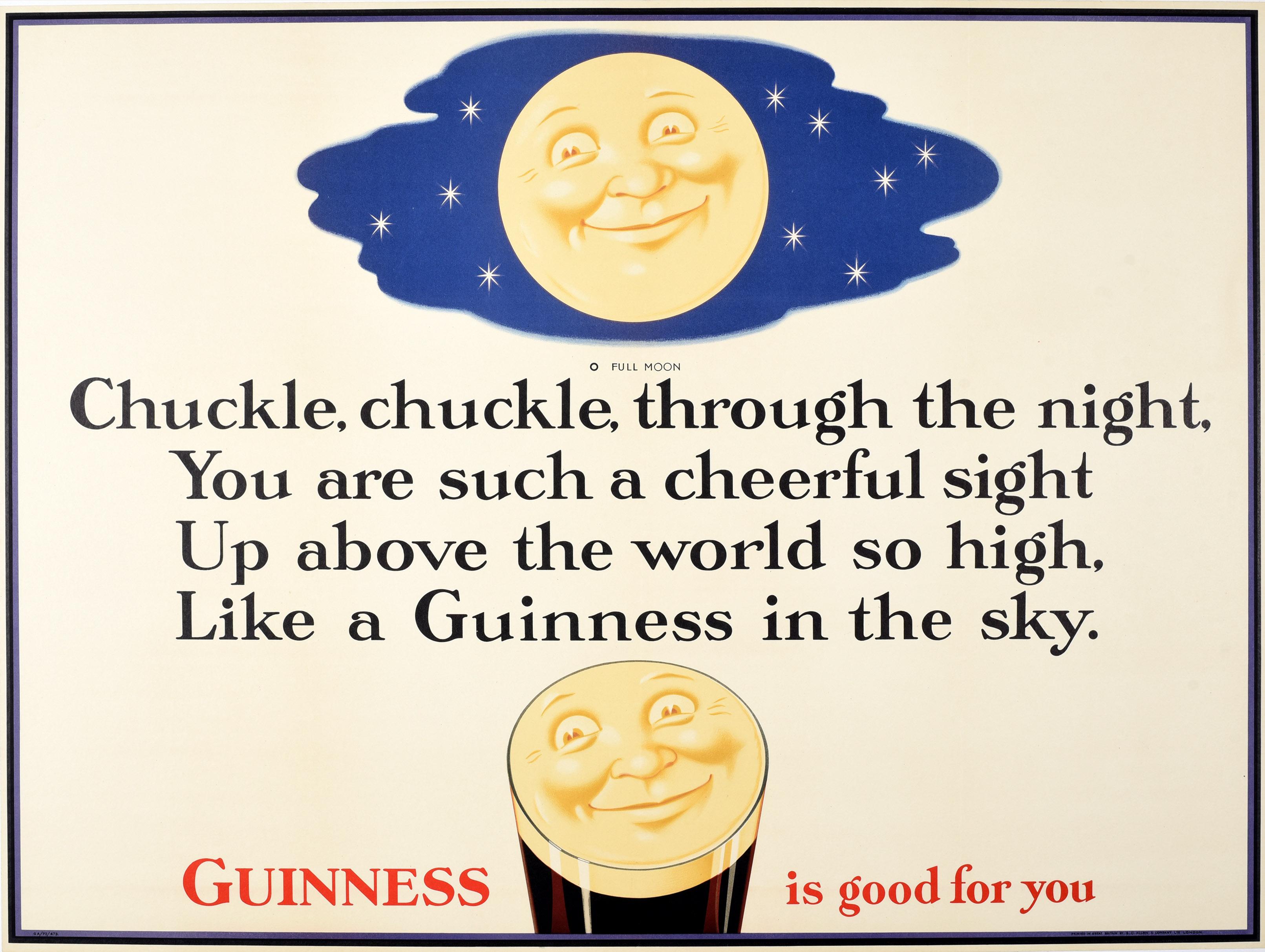 Unknown Print - Original Vintage Drink Advertising Poster Guinness Is Good For You Lullaby Art