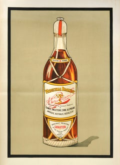 Original Vintage Drink Advertising Poster Medicinal Brandy Perodeau Sanator