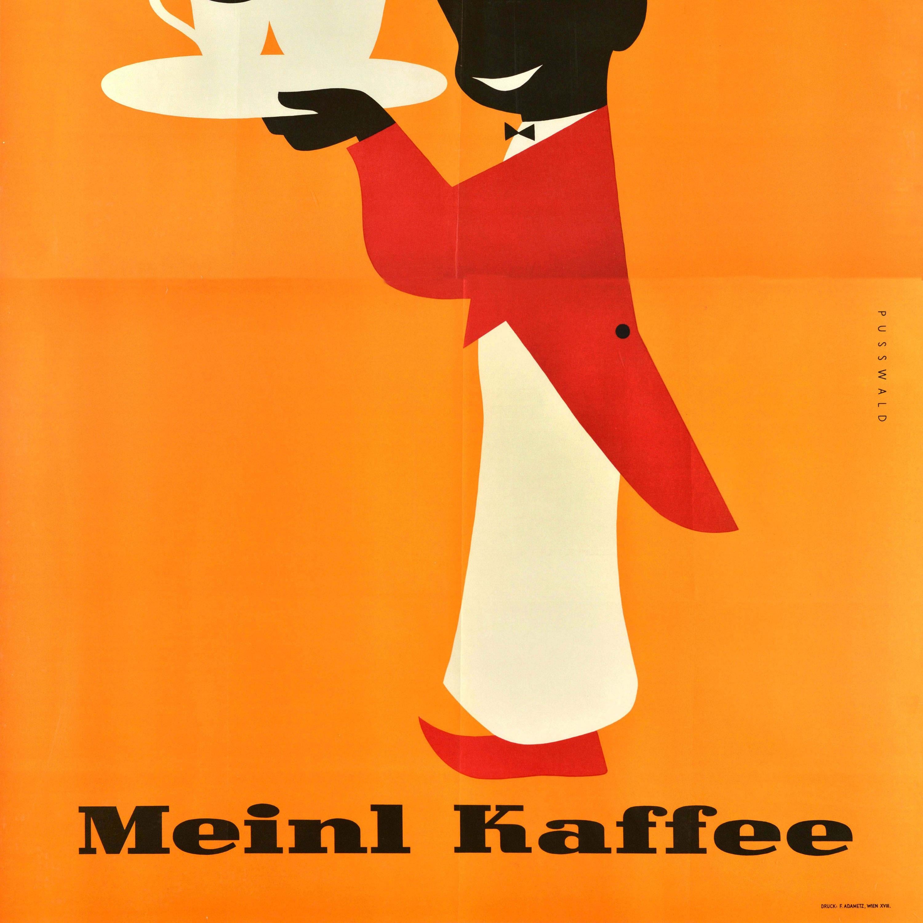 Poster pubblicitario originale d'epoca per bevande Meinl Kaffee Coffee Fez Hat Design Art 1